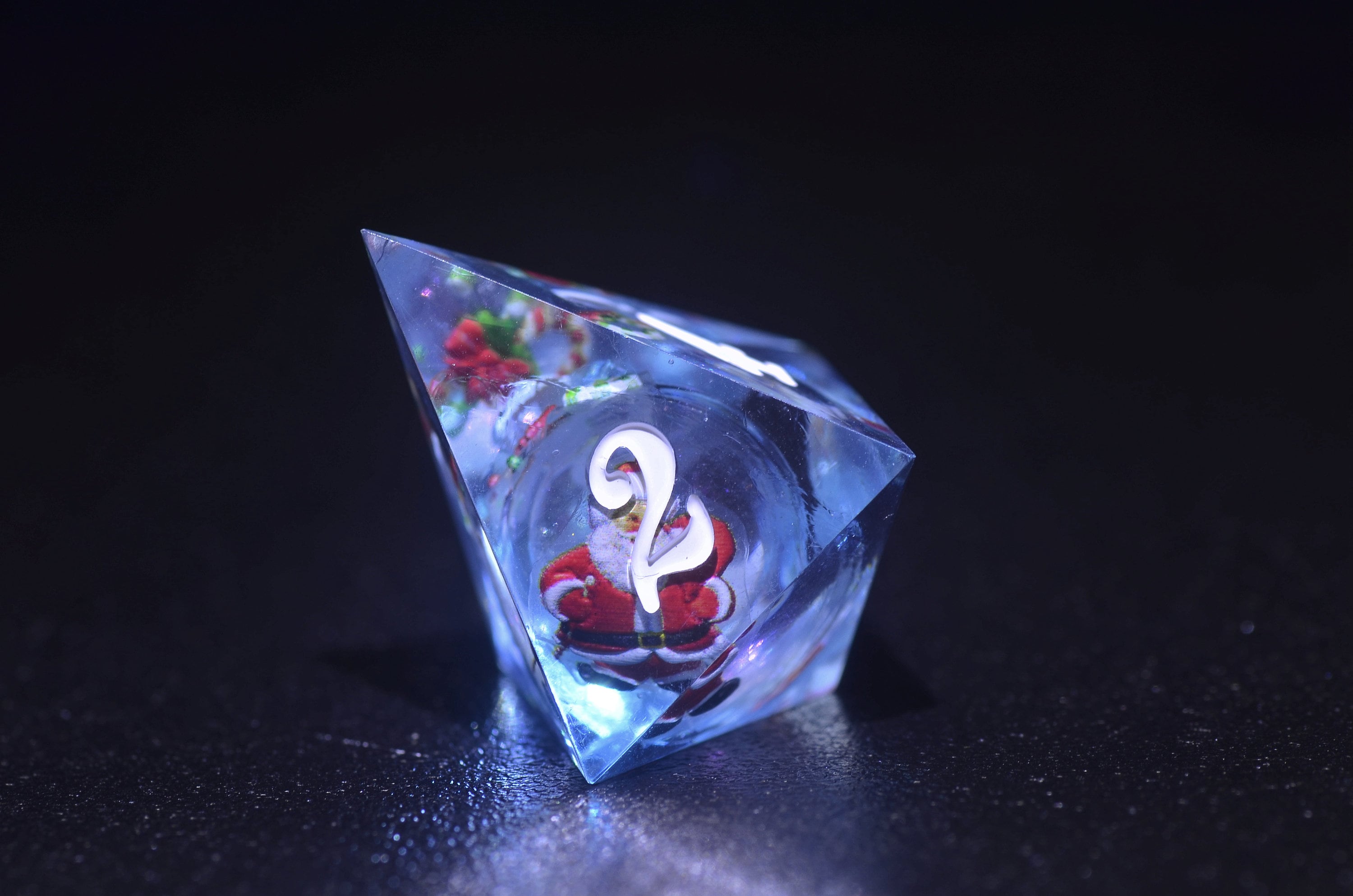 Blue Christmas Liquid Core Dice set, Santa Claus Dice dice,DND Sharp Edge dice, Dungeons and Dragons Christmas gift