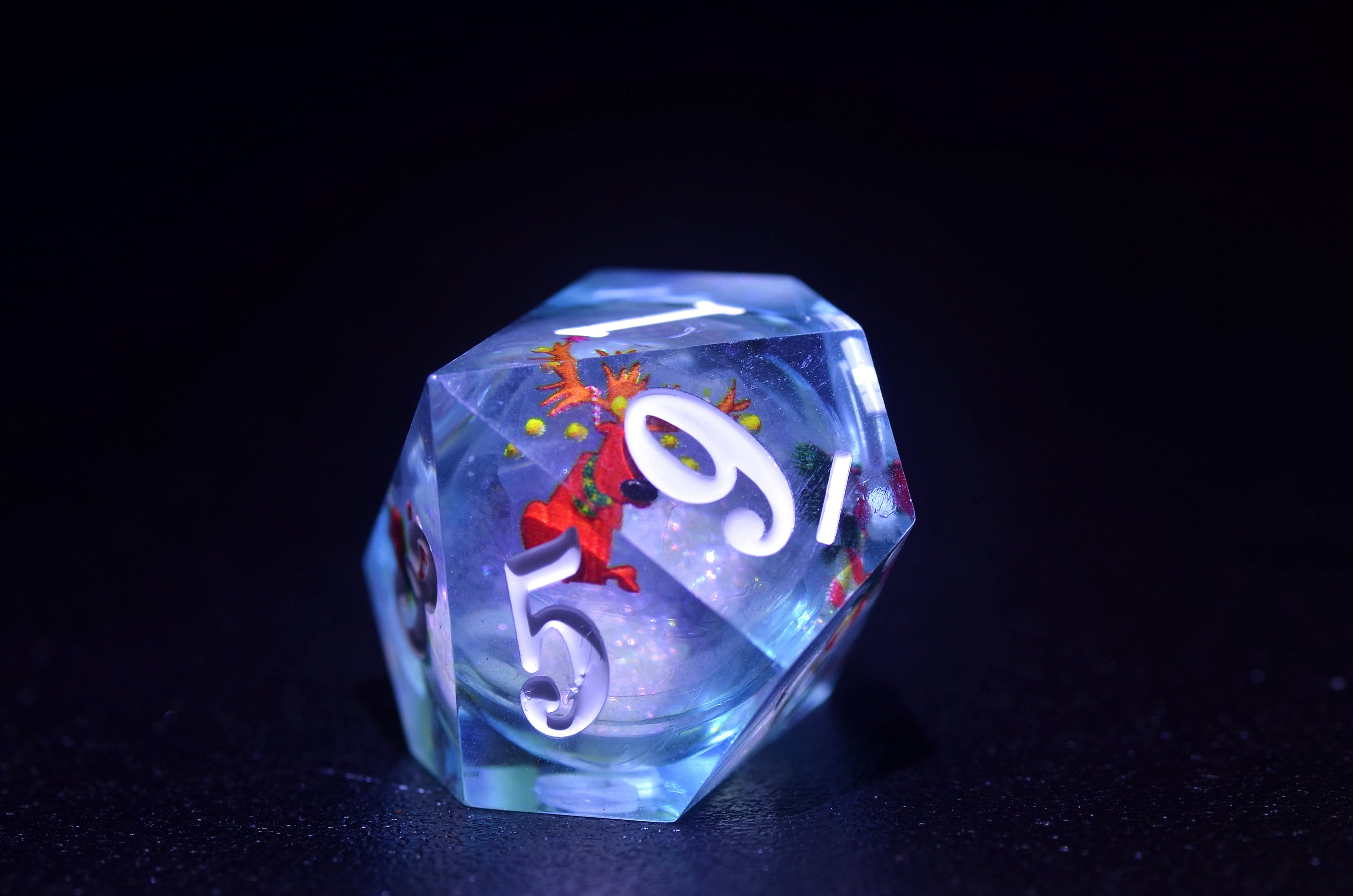 Blue Christmas Liquid Core Dice set, Santa Claus Dice dice,DND Sharp Edge dice, Dungeons and Dragons Christmas gift