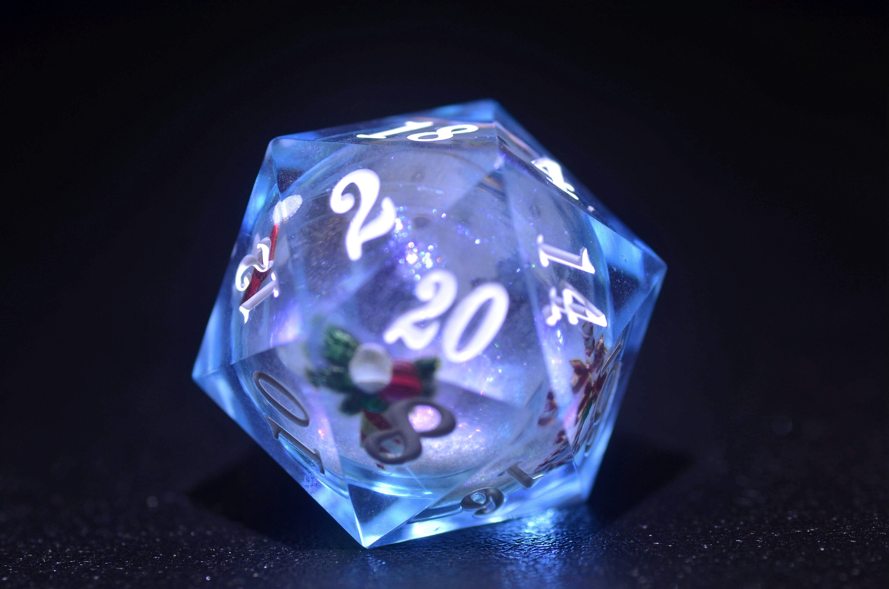 Blue Christmas Liquid Core Dice set, Santa Claus Dice dice,DND Sharp Edge dice, Dungeons and Dragons Christmas gift