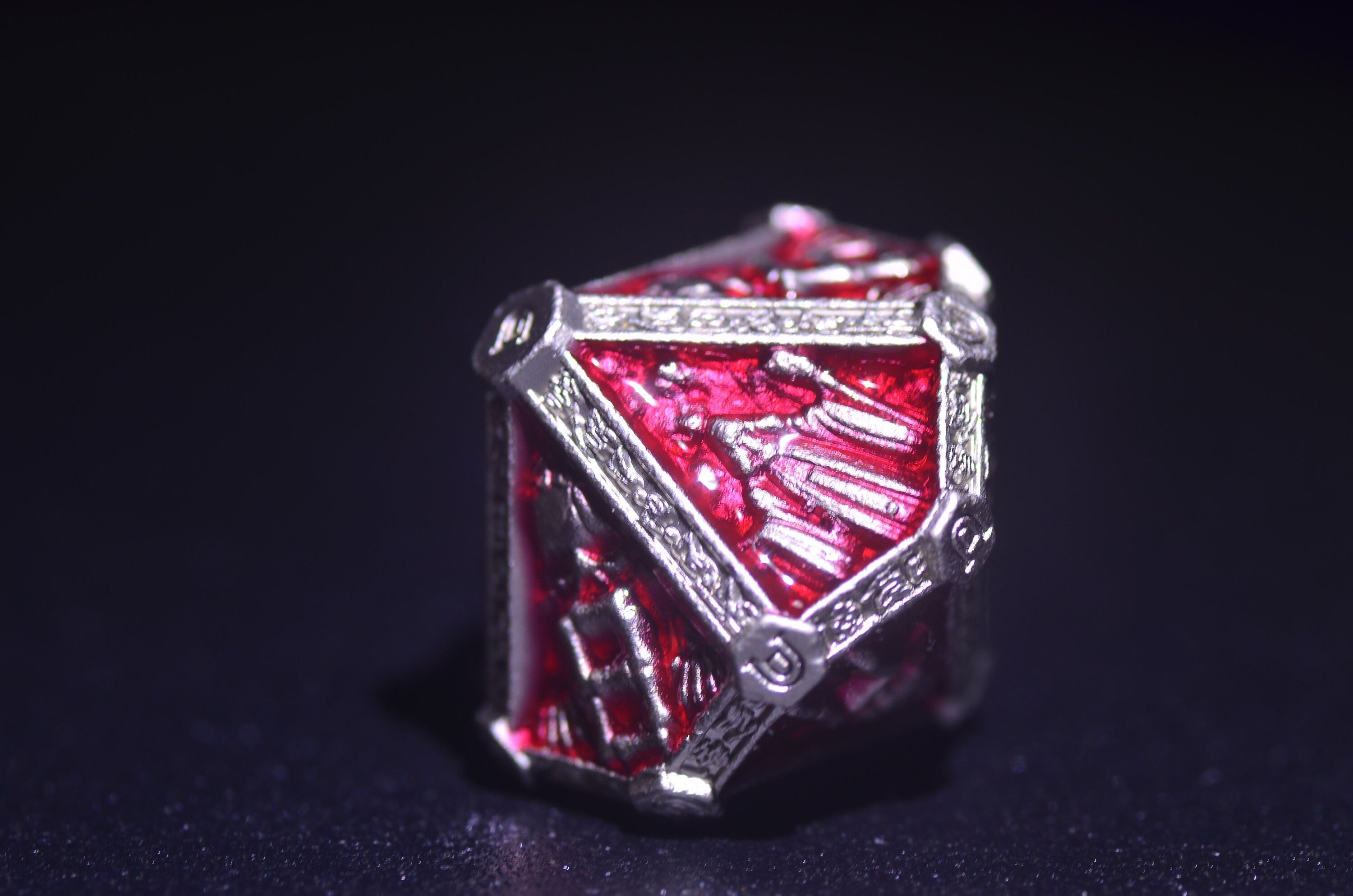 RED Wizard Metal Dice Set - Necromancer Dice, Skeleton Mage dice Weighted DnD Dice Set with flames ,unique design D&D gift