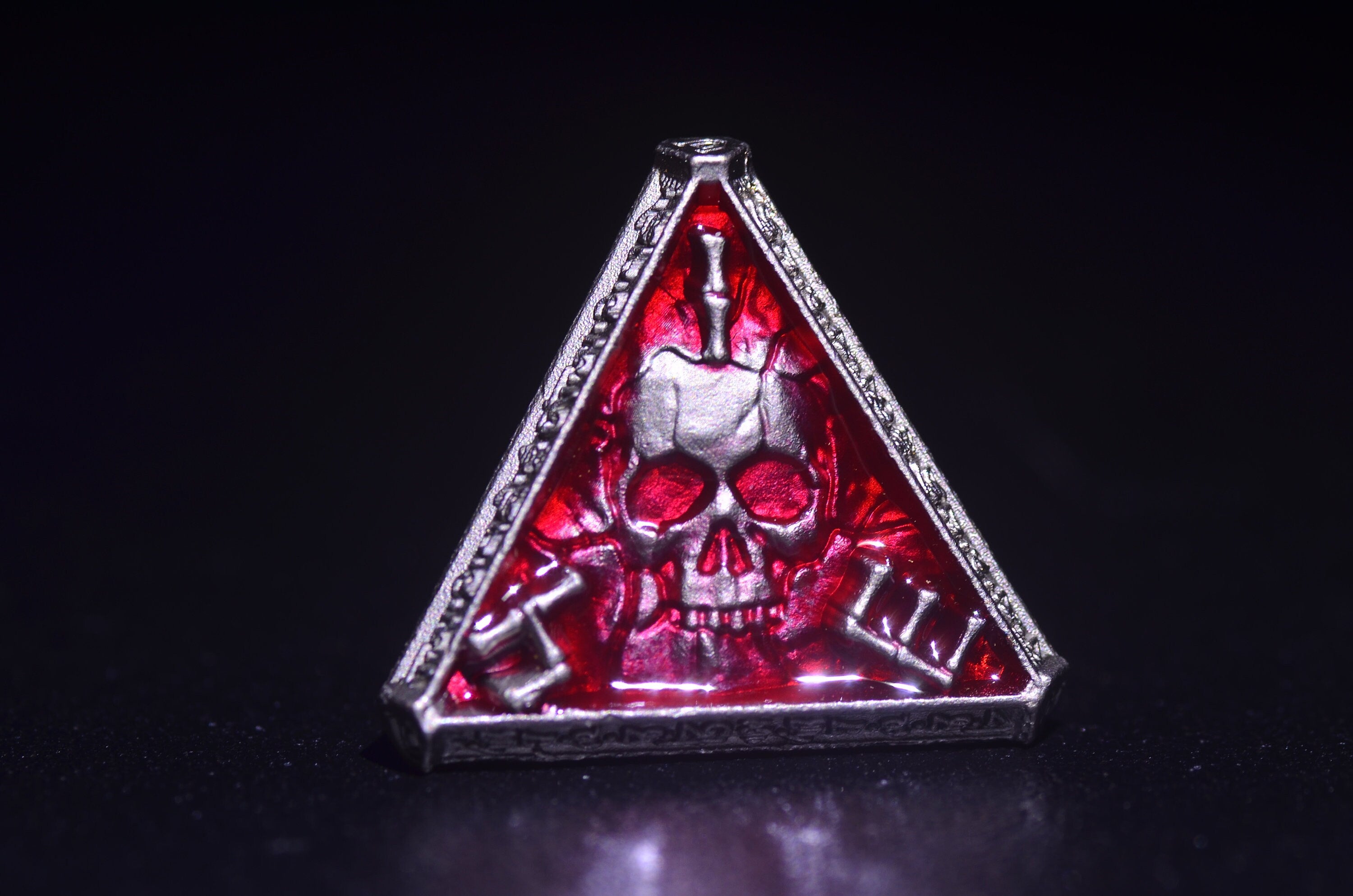 RED Wizard Metal Dice Set - Necromancer Dice, Skeleton Mage dice Weighted DnD Dice Set with flames ,unique design D&D gift