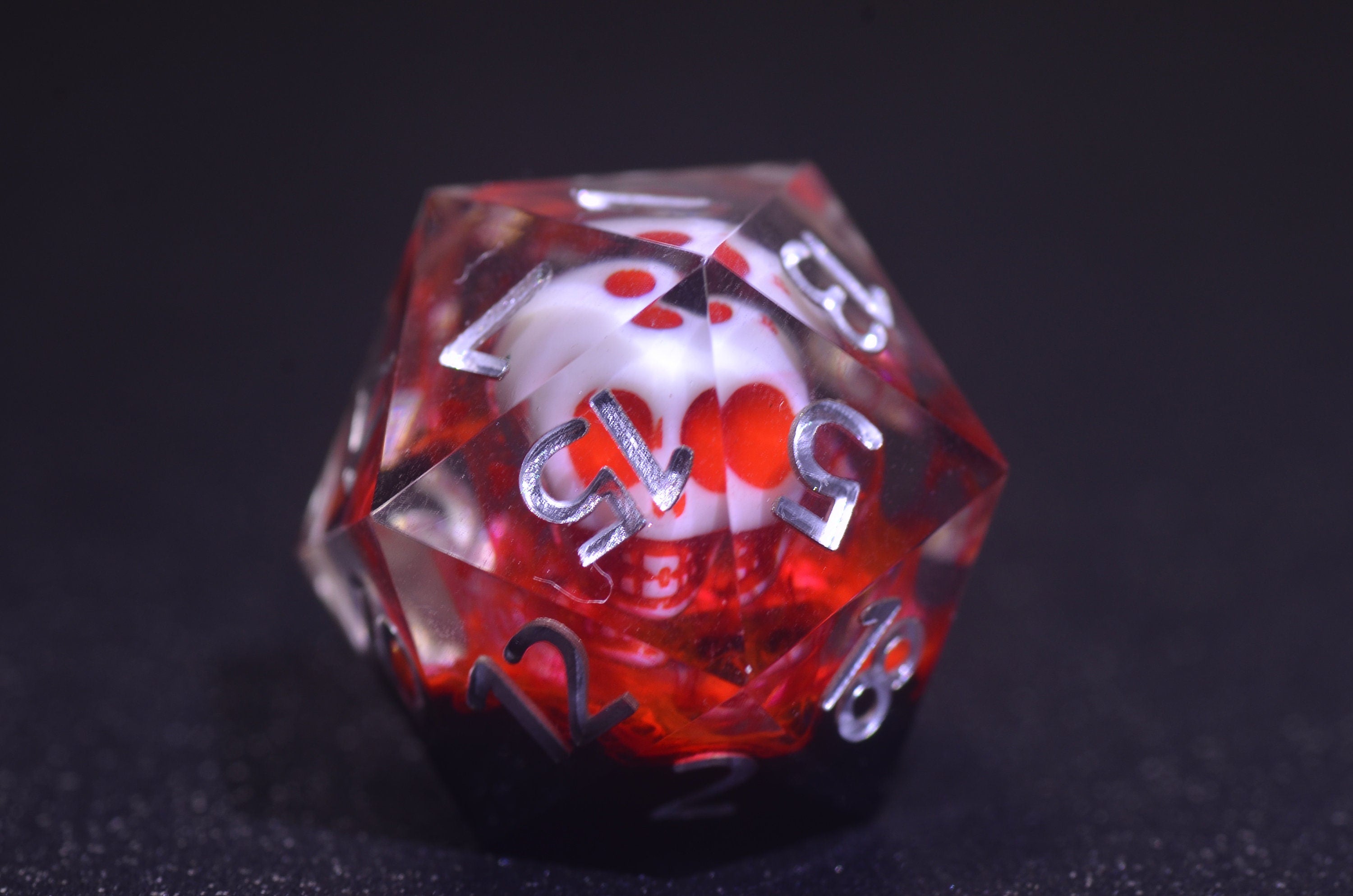Blood Red Skull Dice, DND Necromancer dice,red Ghost Skull Dice set,Transparent green D&D dice, Resin Sharp Edge Dice