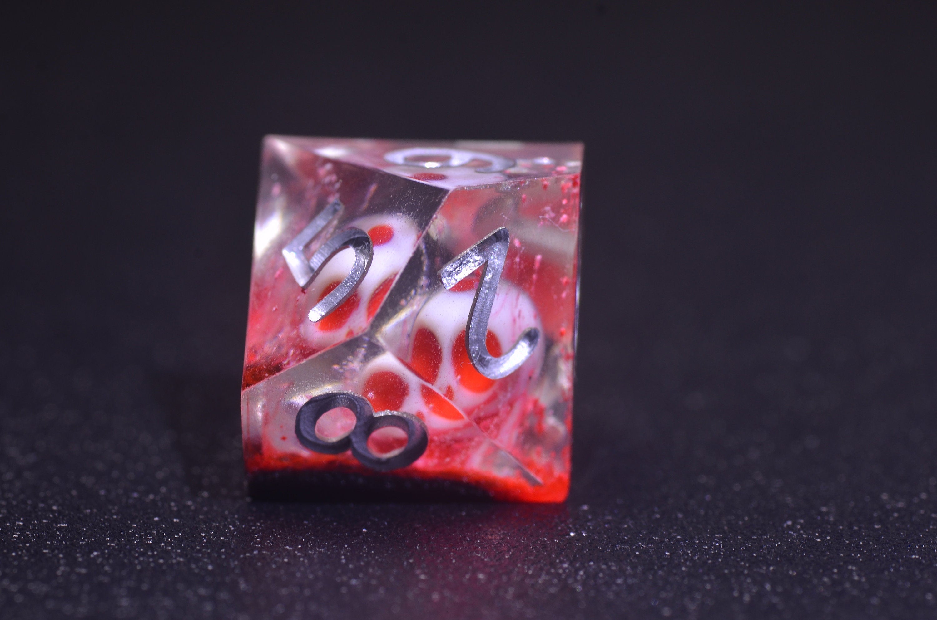 Blood Red Skull Dice, DND Necromancer dice,red Ghost Skull Dice set,Transparent green D&D dice, Resin Sharp Edge Dice