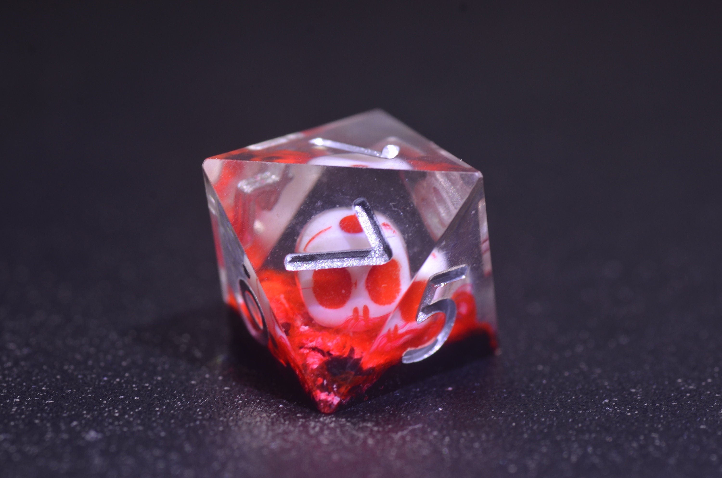 Blood Red Skull Dice, DND Necromancer dice,red Ghost Skull Dice set,Transparent green D&D dice, Resin Sharp Edge Dice