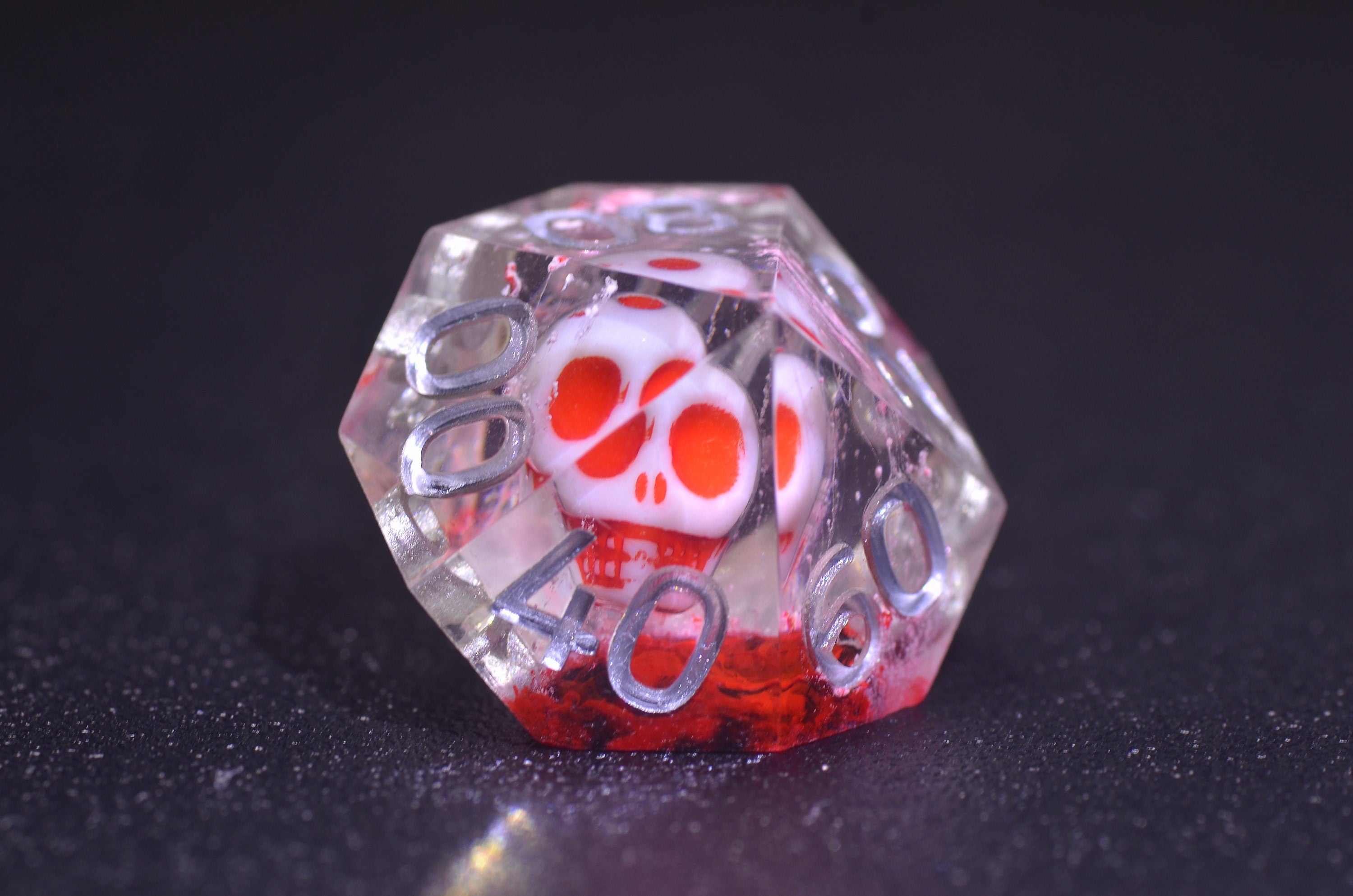 Blood Red Skull Dice, DND Necromancer dice,red Ghost Skull Dice set,Transparent green D&D dice, Resin Sharp Edge Dice