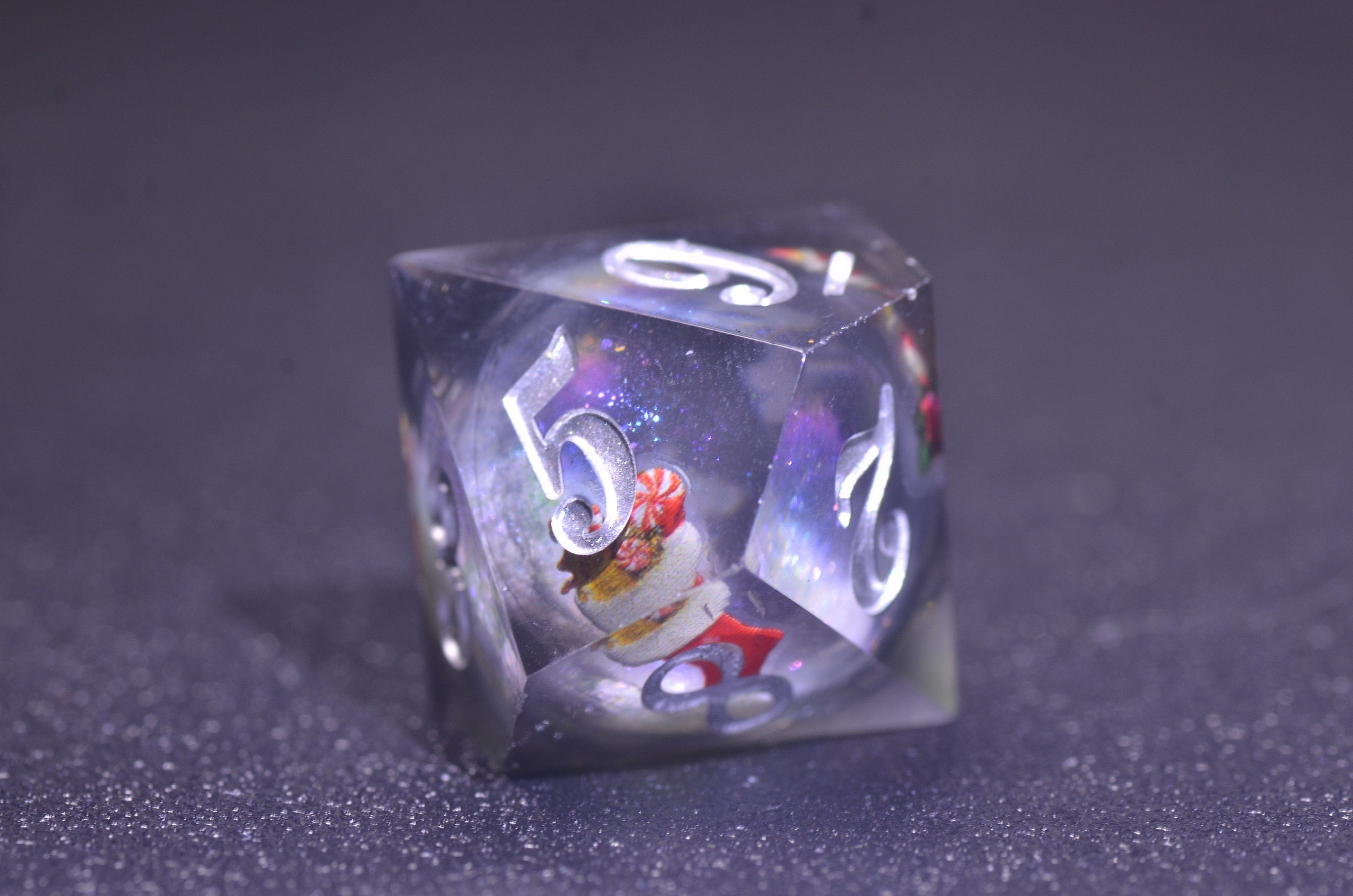 Black Christmas Liquid Core Dice, Santa Claus Dice dice,DND Sharp Edge dice, Dungeons and Dragons Polyhedral RPG Dice for Tabletop Gaming