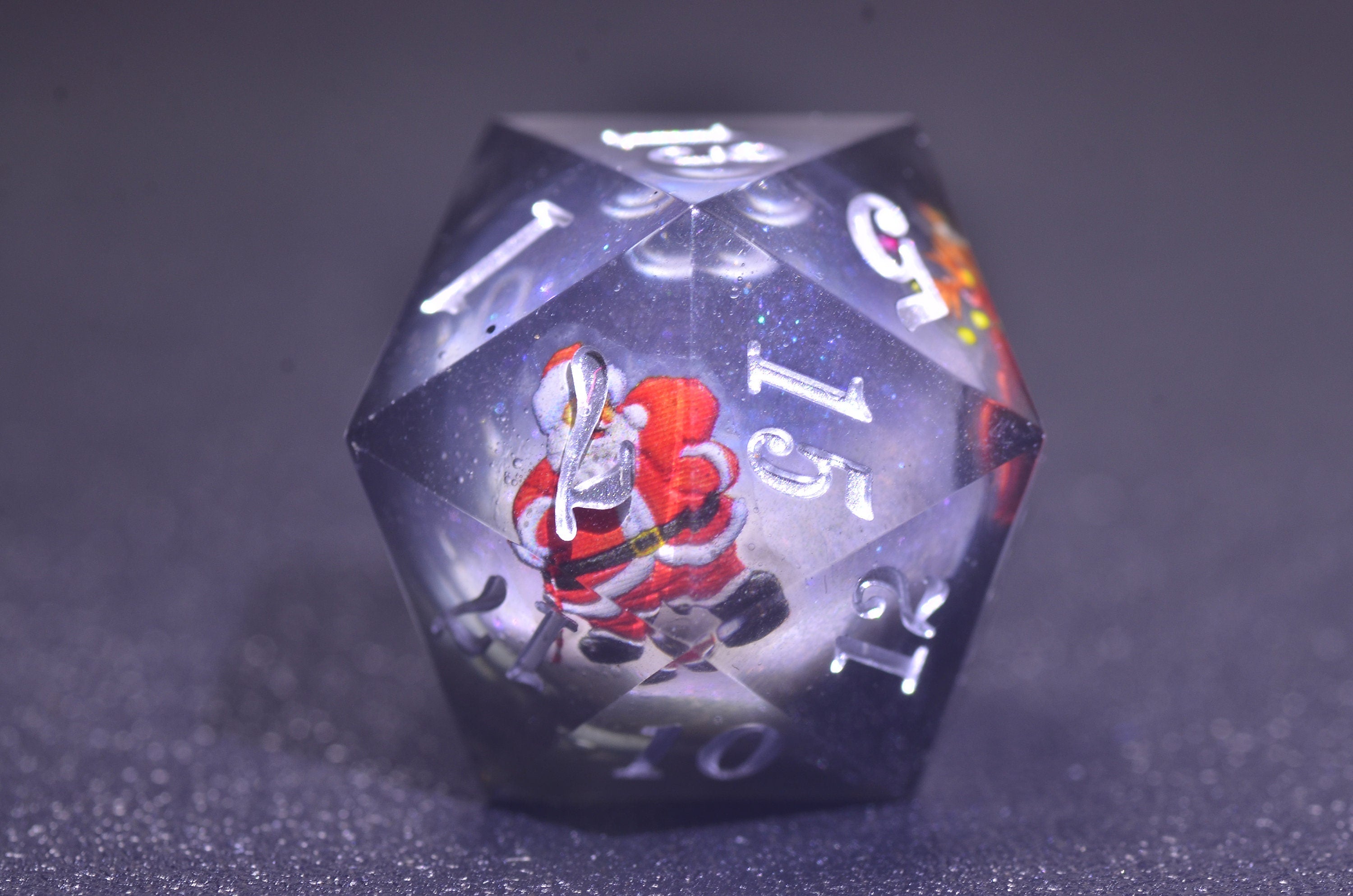 Black Christmas Liquid Core Dice, Santa Claus Dice dice,DND Sharp Edge dice, Dungeons and Dragons Polyhedral RPG Dice for Tabletop Gaming