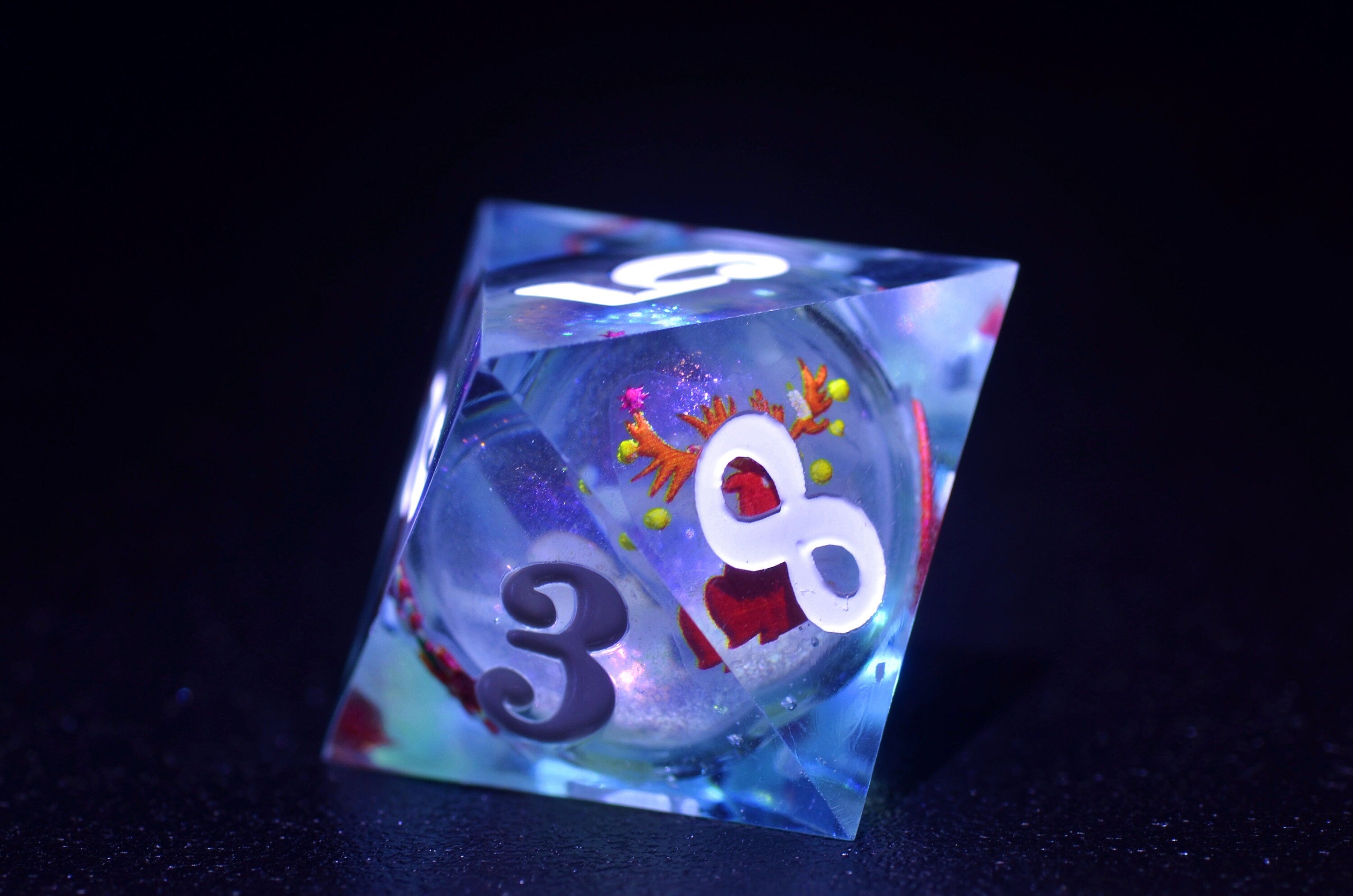 Blue Christmas Liquid Core Dice set, Santa Claus Dice dice,DND Sharp Edge dice, Dungeons and Dragons Christmas gift