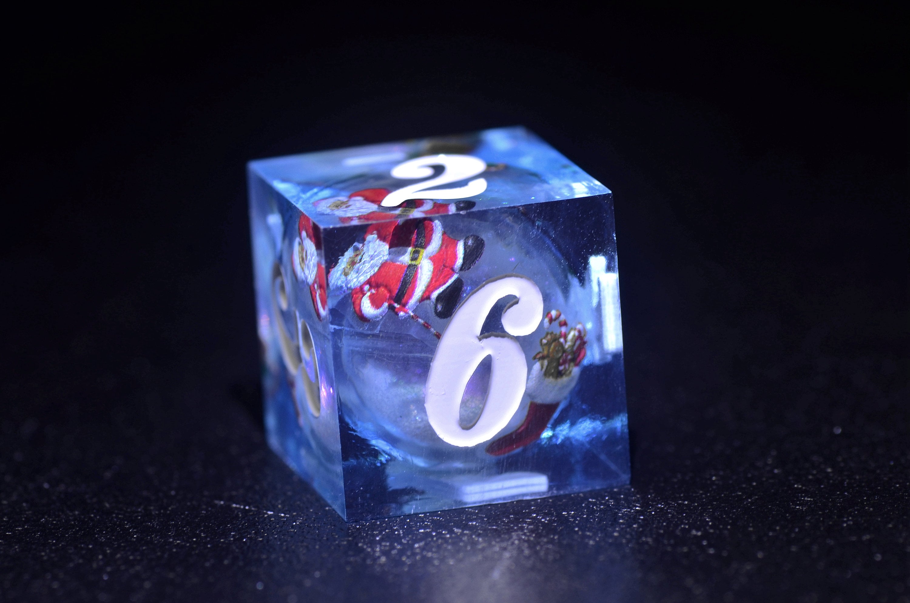 Blue Christmas Liquid Core Dice set, Santa Claus Dice dice,DND Sharp Edge dice, Dungeons and Dragons Christmas gift