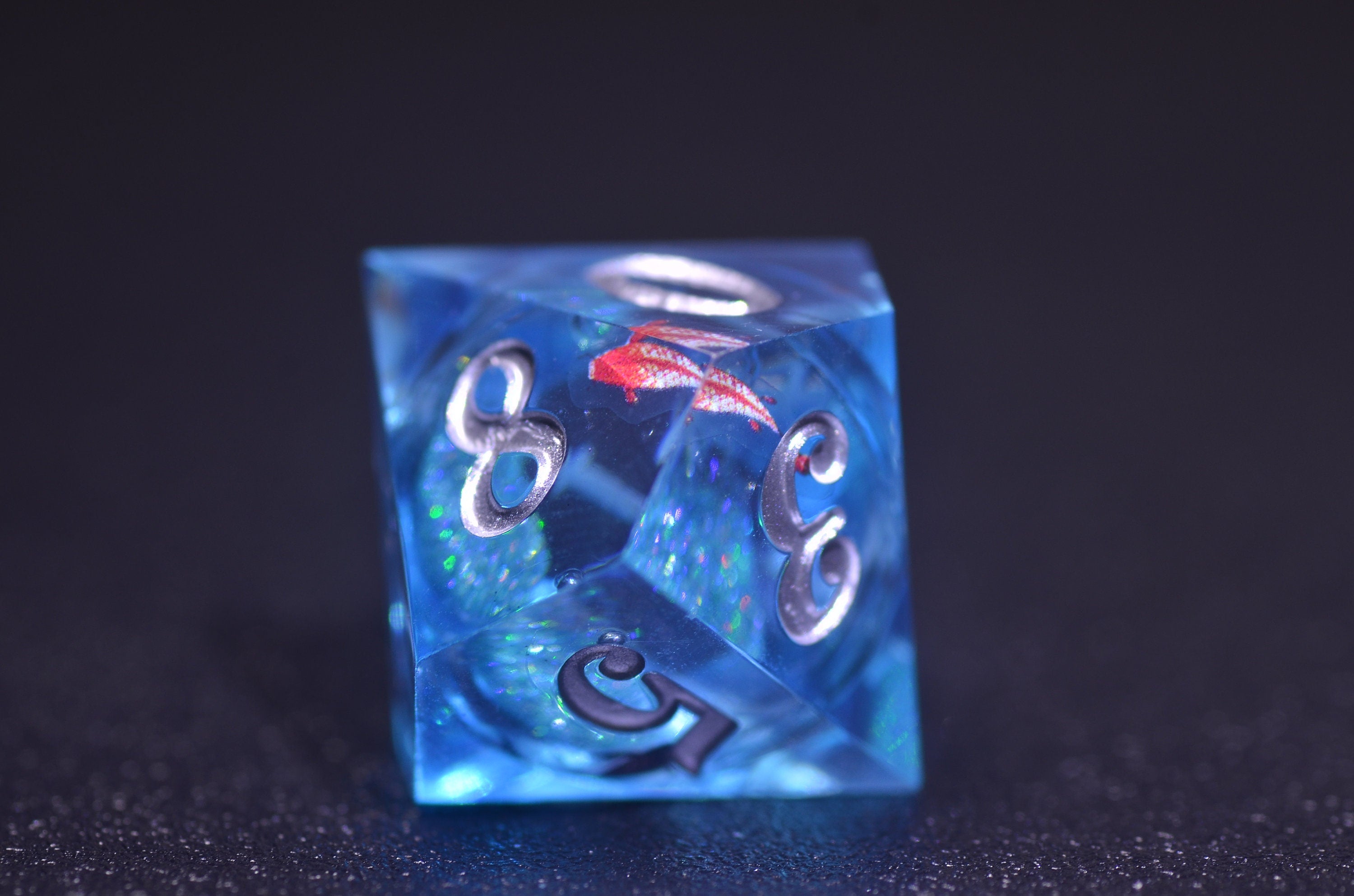 Blue Liquid Core Koi Fish Dice Set: DND Water Dice for Adventure & Luck -japanese dice,ocean dice, dnd dice gift