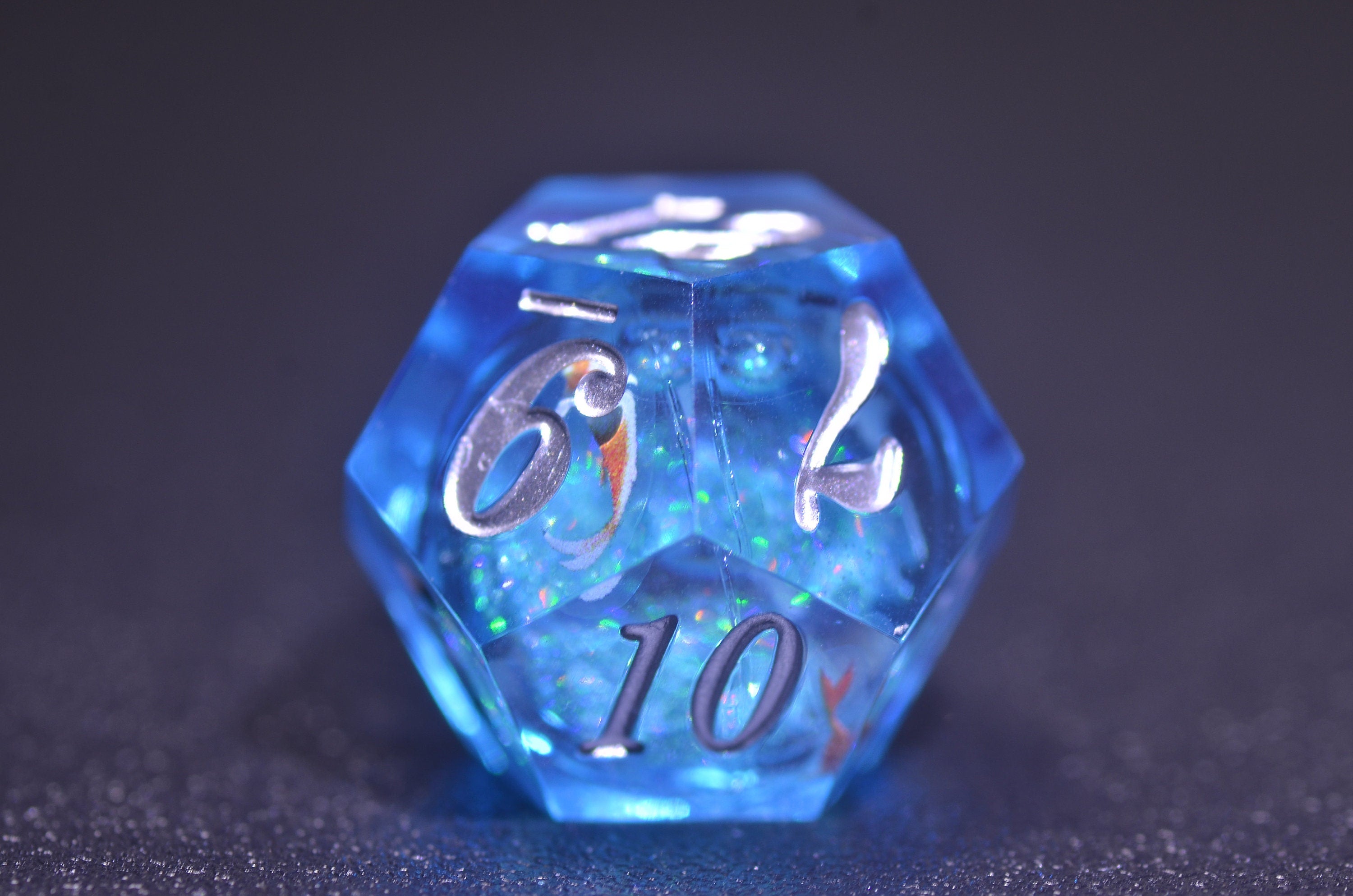 Blue Liquid Core Koi Fish Dice Set: DND Water Dice for Adventure & Luck -japanese dice,ocean dice, dnd dice gift