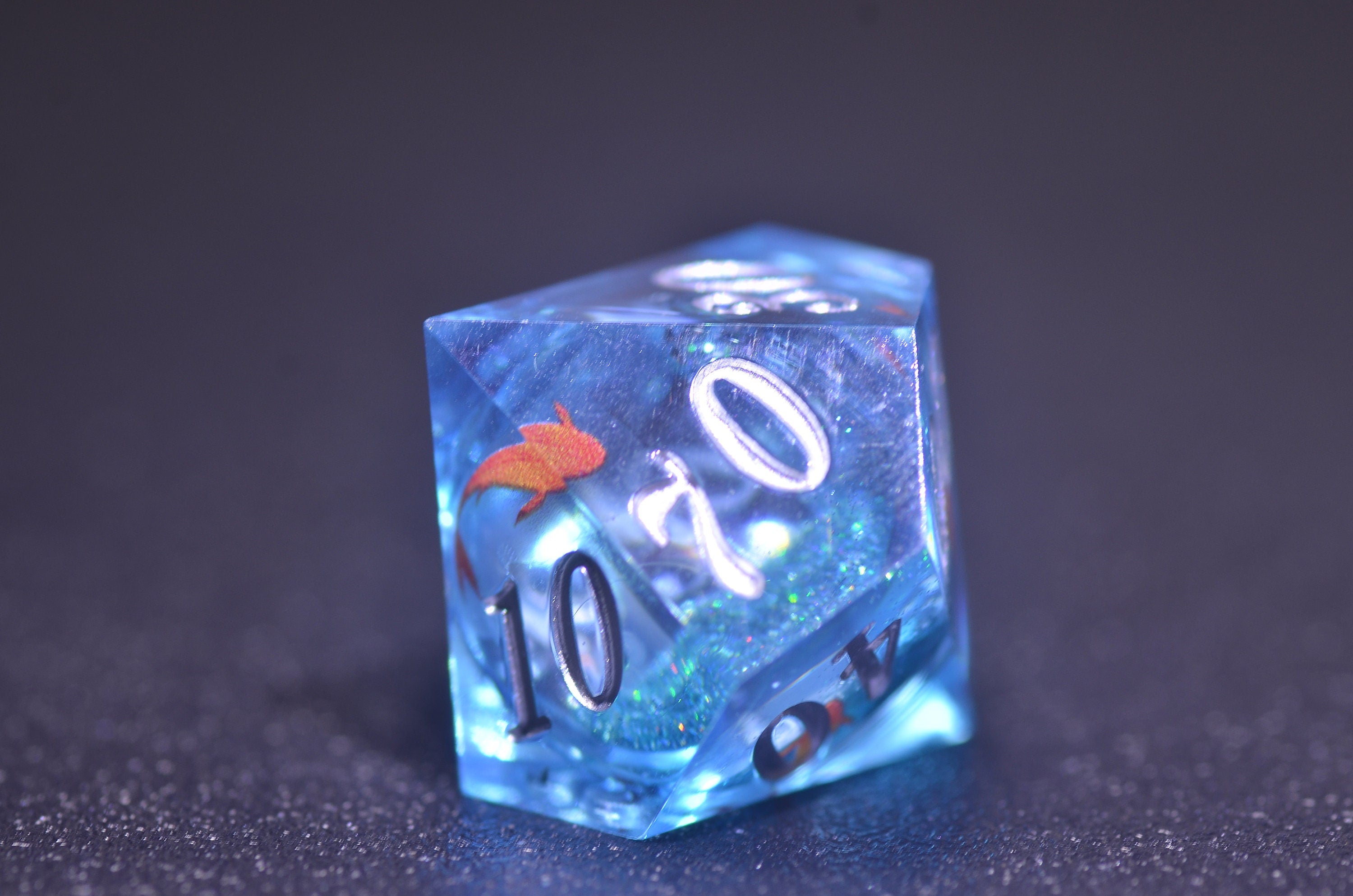 Blue Liquid Core Koi Fish Dice Set: DND Water Dice for Adventure & Luck -japanese dice,ocean dice, dnd dice gift