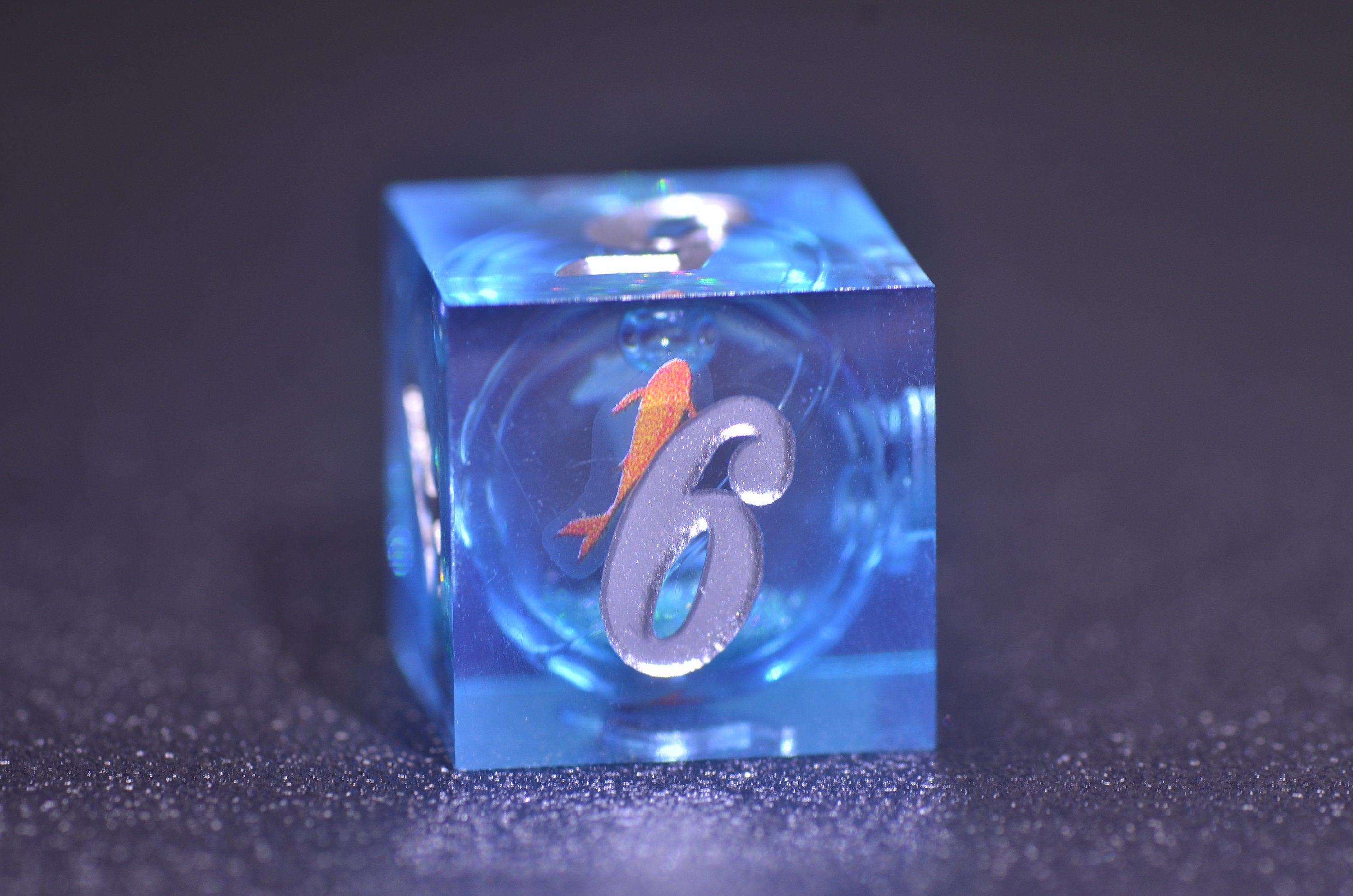 Blue Liquid Core Koi Fish Dice Set: DND Water Dice for Adventure & Luck -japanese dice,ocean dice, dnd dice gift