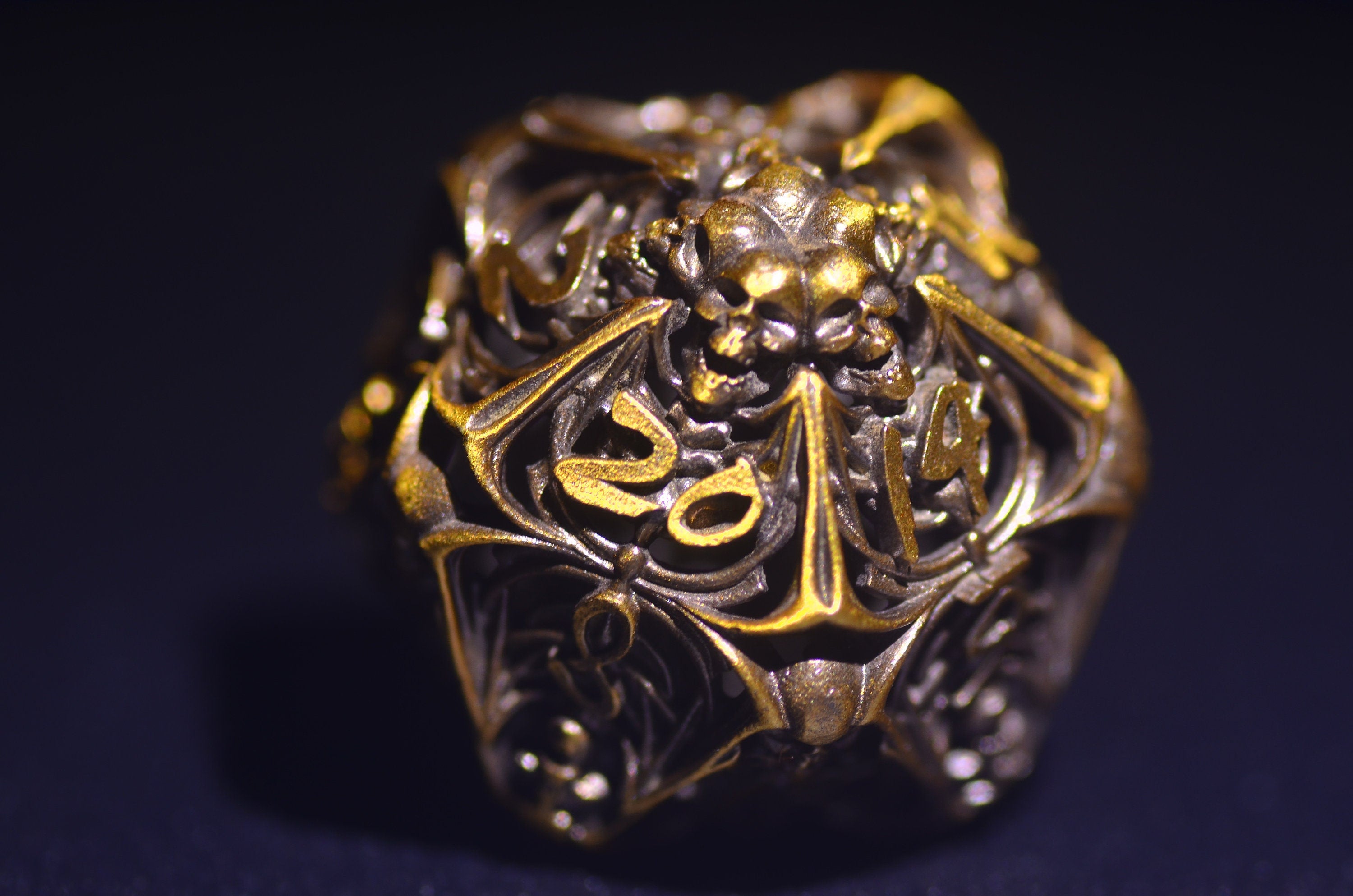 Necromancer's Delight D&D Dice Set | Metal Skull Skeleton Dice | Unique Tabletop RPG Gaming Dice