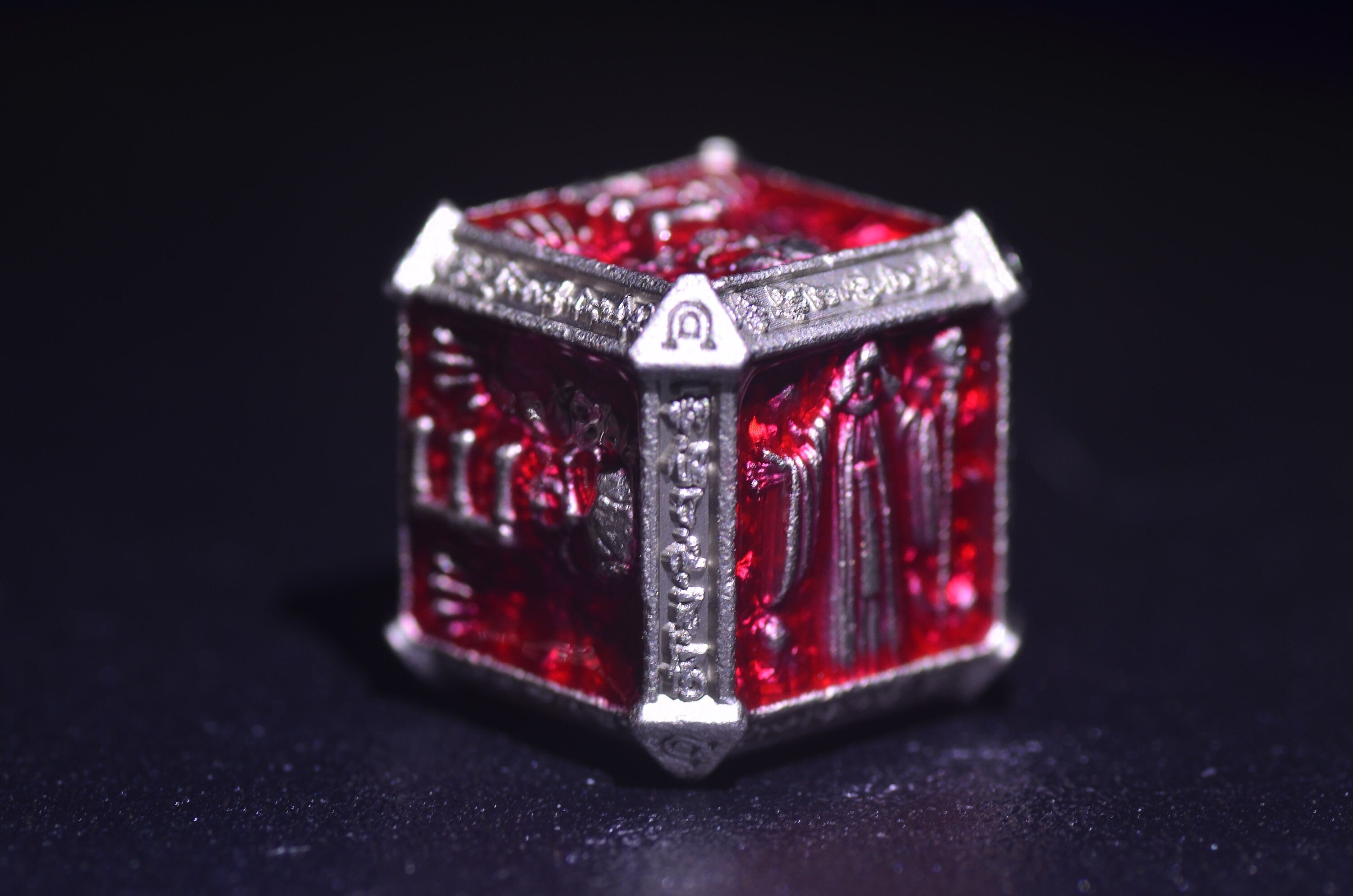 RED Wizard Metal Dice Set - Necromancer Dice, Skeleton Mage dice Weighted DnD Dice Set with flames ,unique design D&D gift