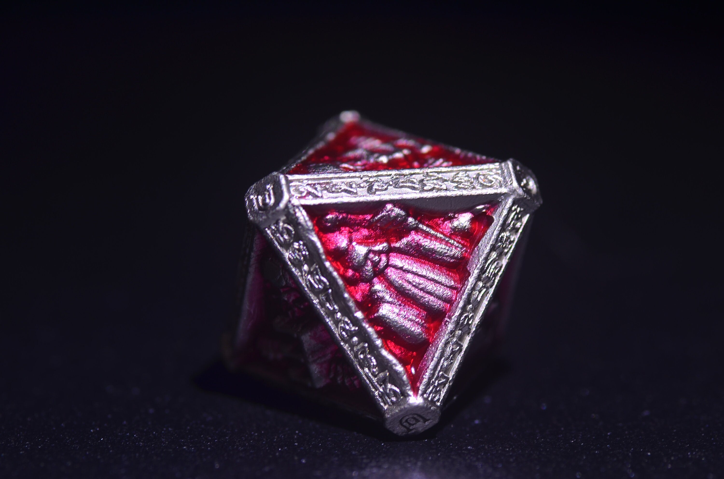 RED Wizard Metal Dice Set - Necromancer Dice, Skeleton Mage dice Weighted DnD Dice Set with flames ,unique design D&D gift