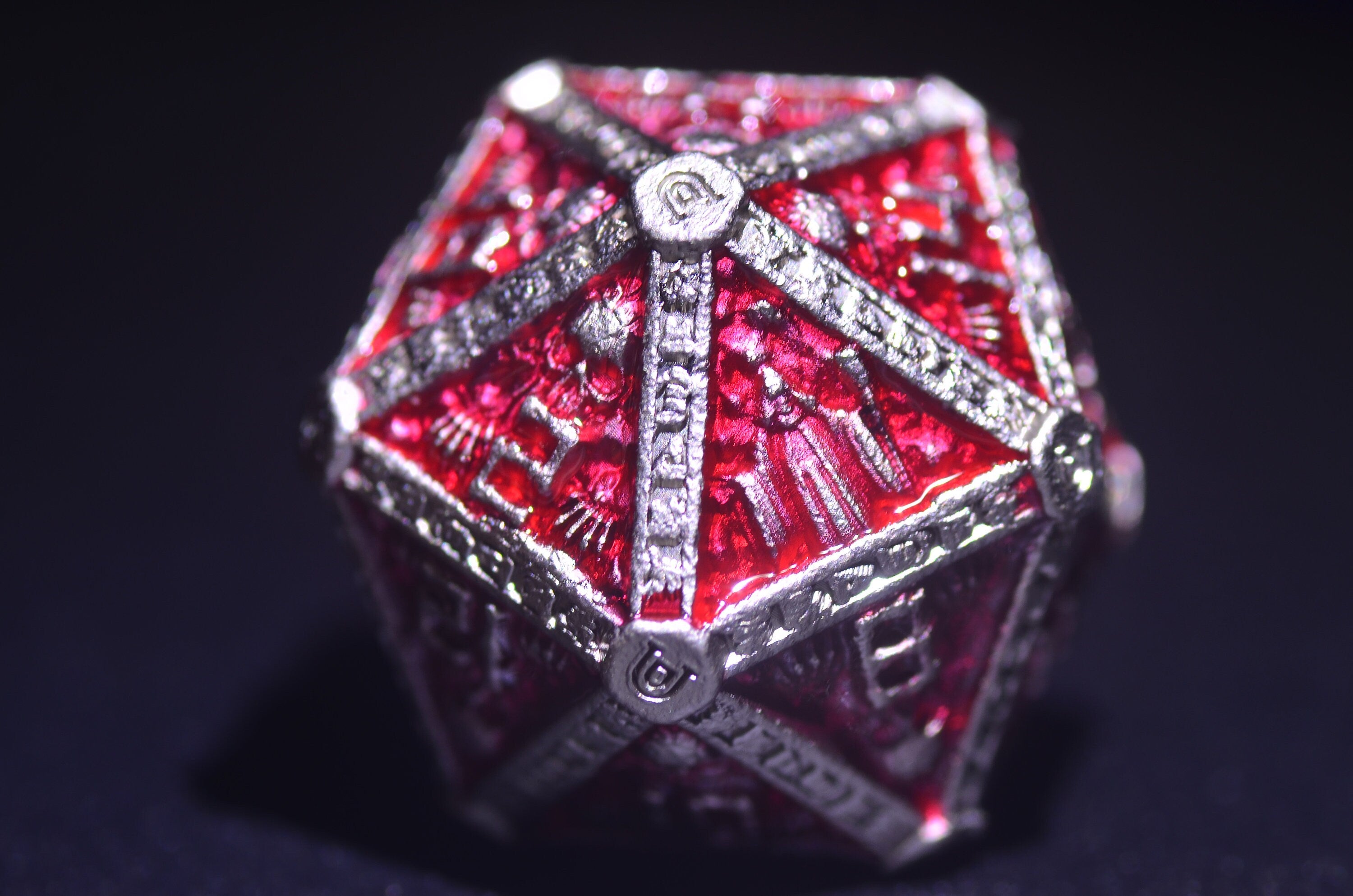 RED Wizard Metal Dice Set - Necromancer Dice, Skeleton Mage dice Weighted DnD Dice Set with flames ,unique design D&D gift