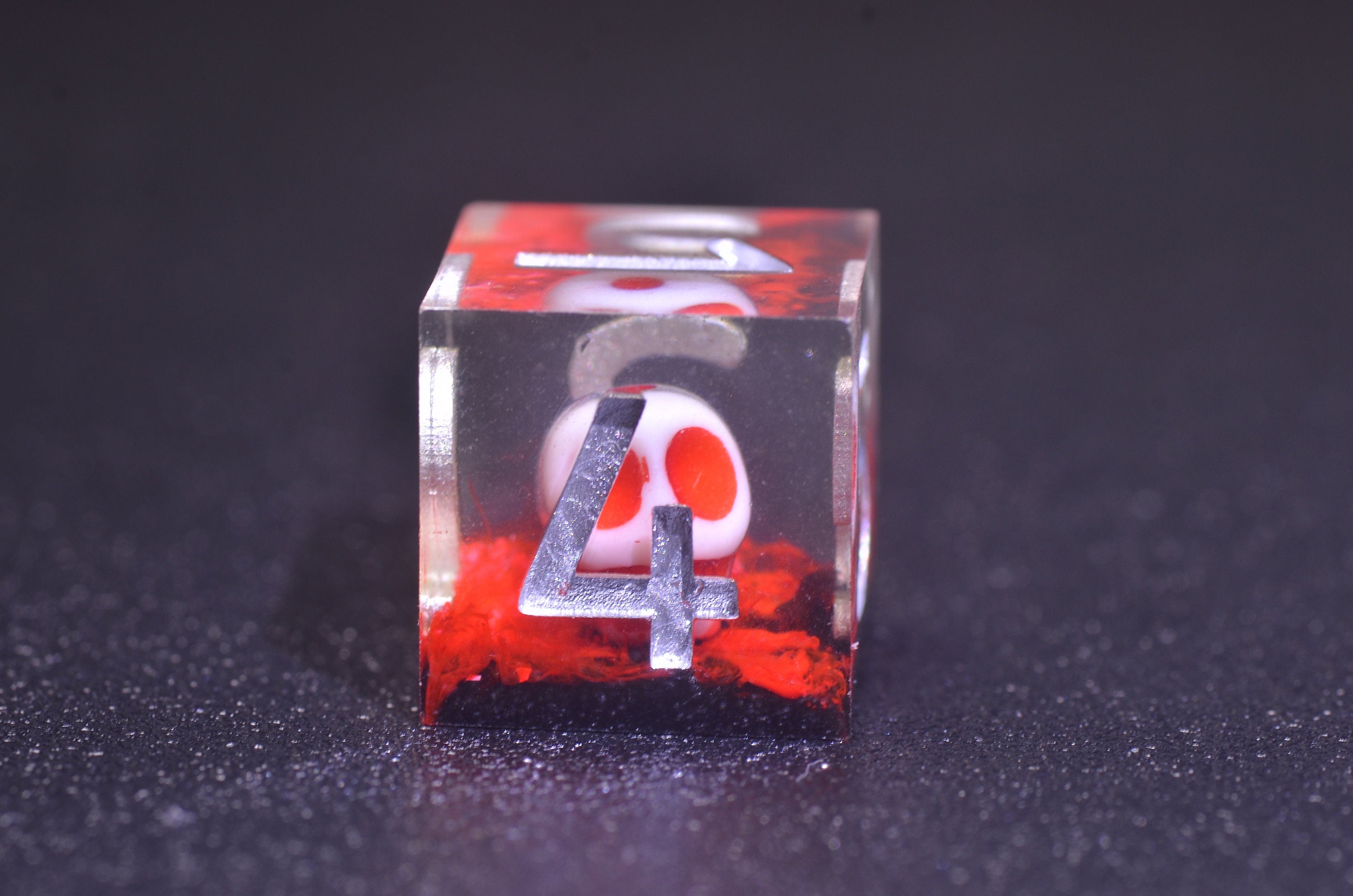 Blood Red Skull Dice, DND Necromancer dice,red Ghost Skull Dice set,Transparent green D&D dice, Resin Sharp Edge Dice