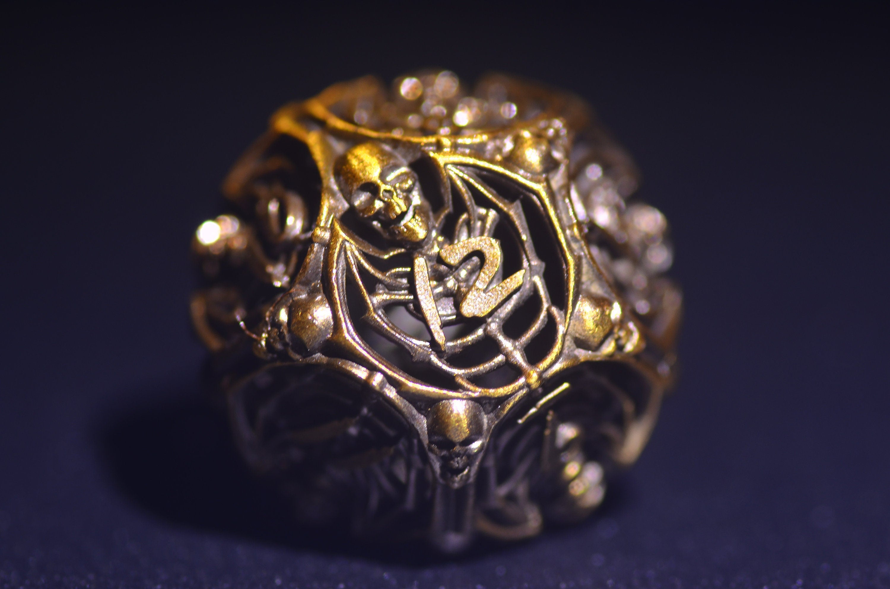 Necromancer's Delight Dice Set - Metal Skull Skeleton for DND RPG