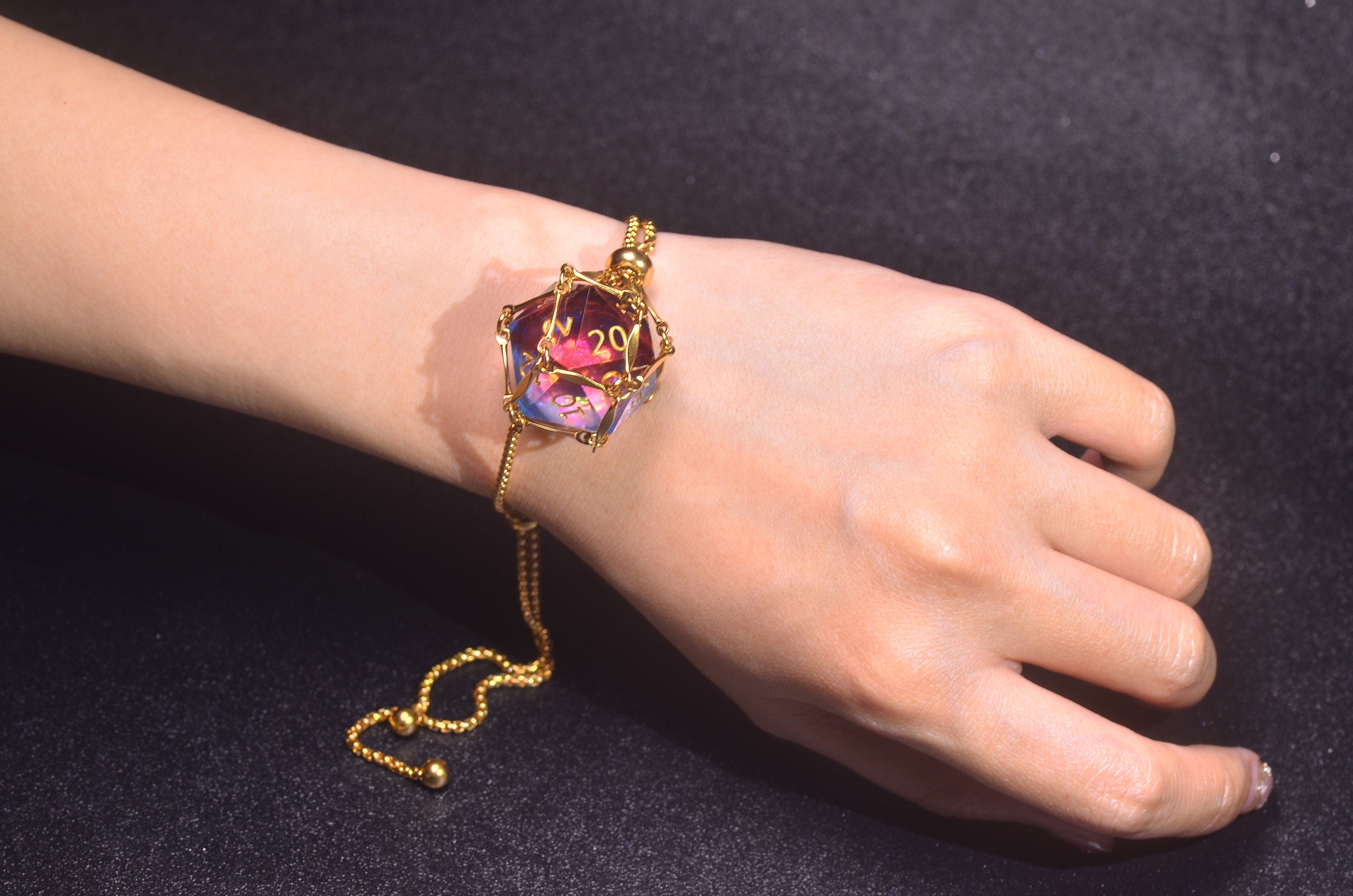 Dice cage Necklace, D20 Dice Necklace ,18k gold plated cage necklace,d20 pendant,DND BraceletValentine's Day DND jewelry Gift