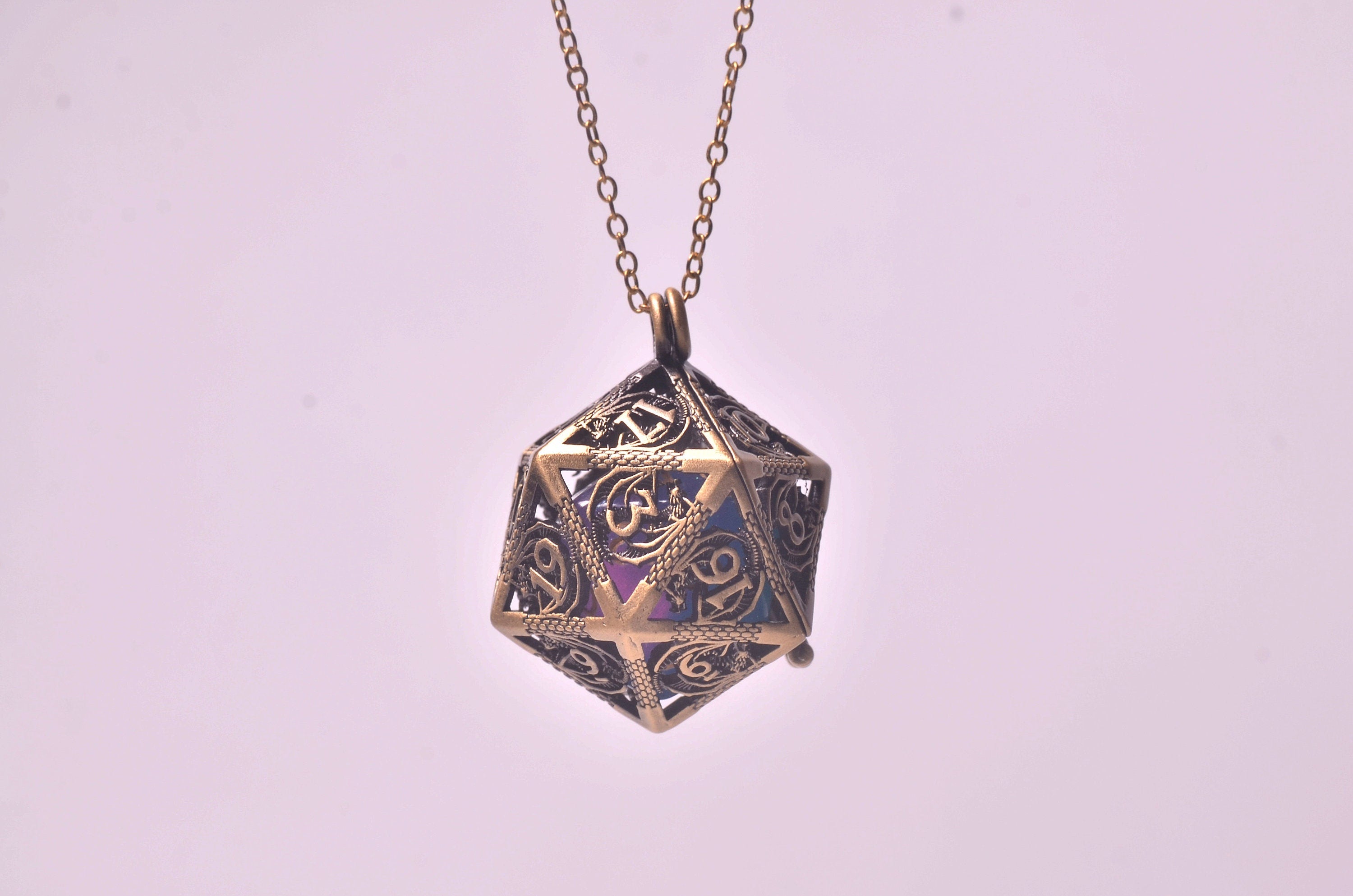 D20 in D20 dice cage Necklace,dnd dice jail, Dragon Dice cage Necklace,dnd dice holder,D20 Dragon Engraved Necklace,d20 pendant DND Gift