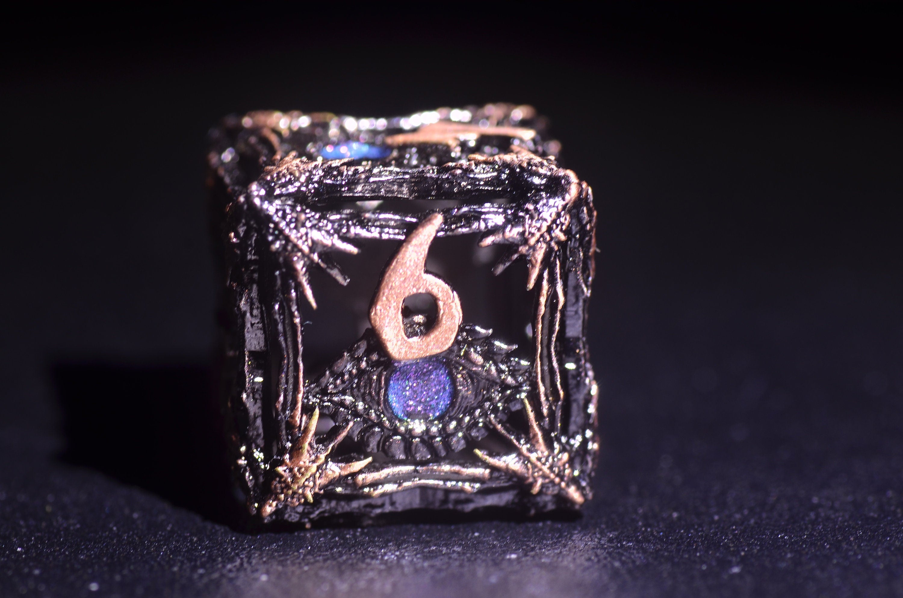 Sapphire Devil's Eye Dice, mindflayer dice dnd,hollow DND dice,Metal Dice,Dungeons and Dragons polyhedral dice set