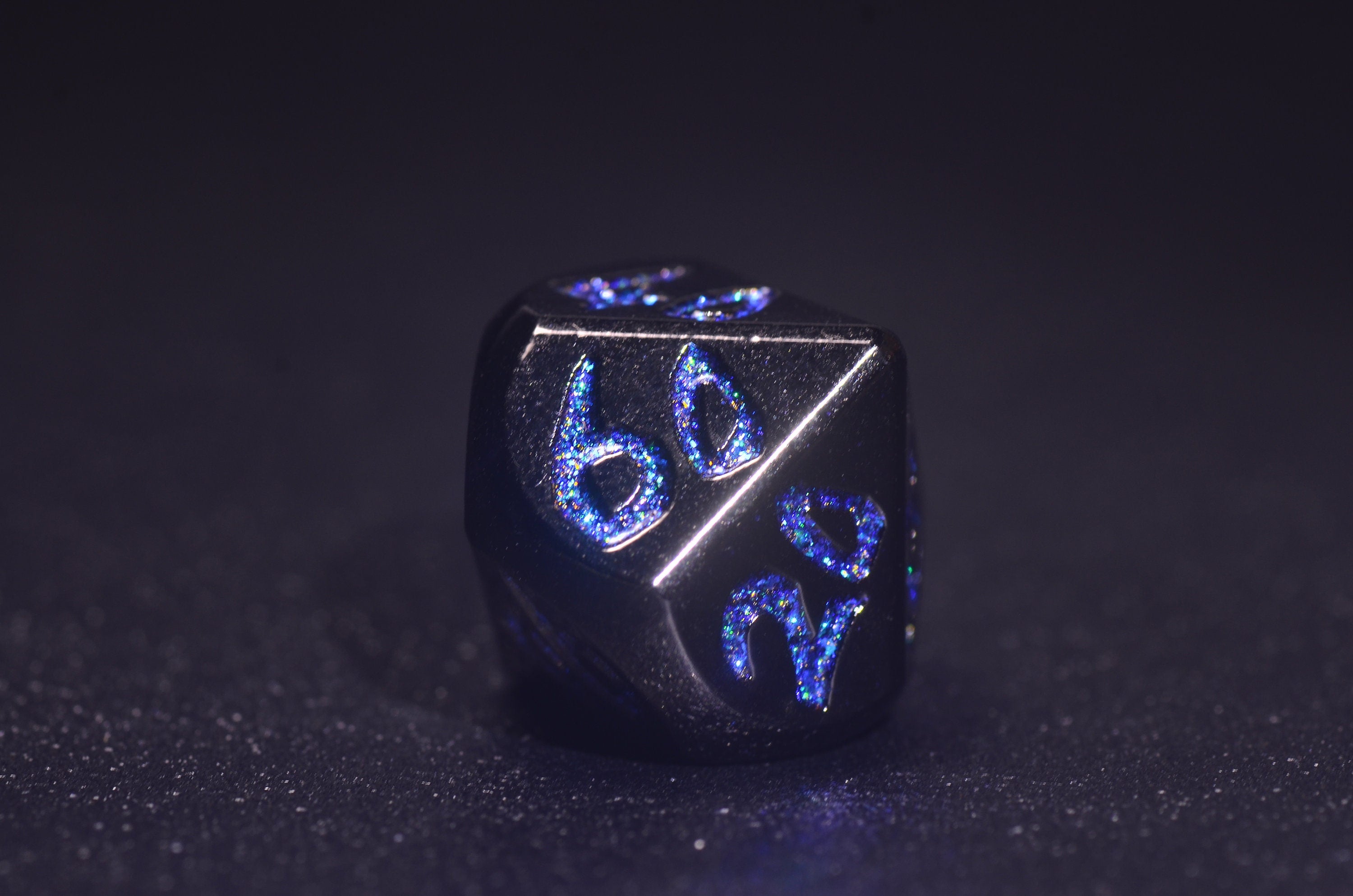 Blue Sparkle Dragon Scale Obsidian Dice set - Glossy Metal Dice,Weighted DnD Dice Set