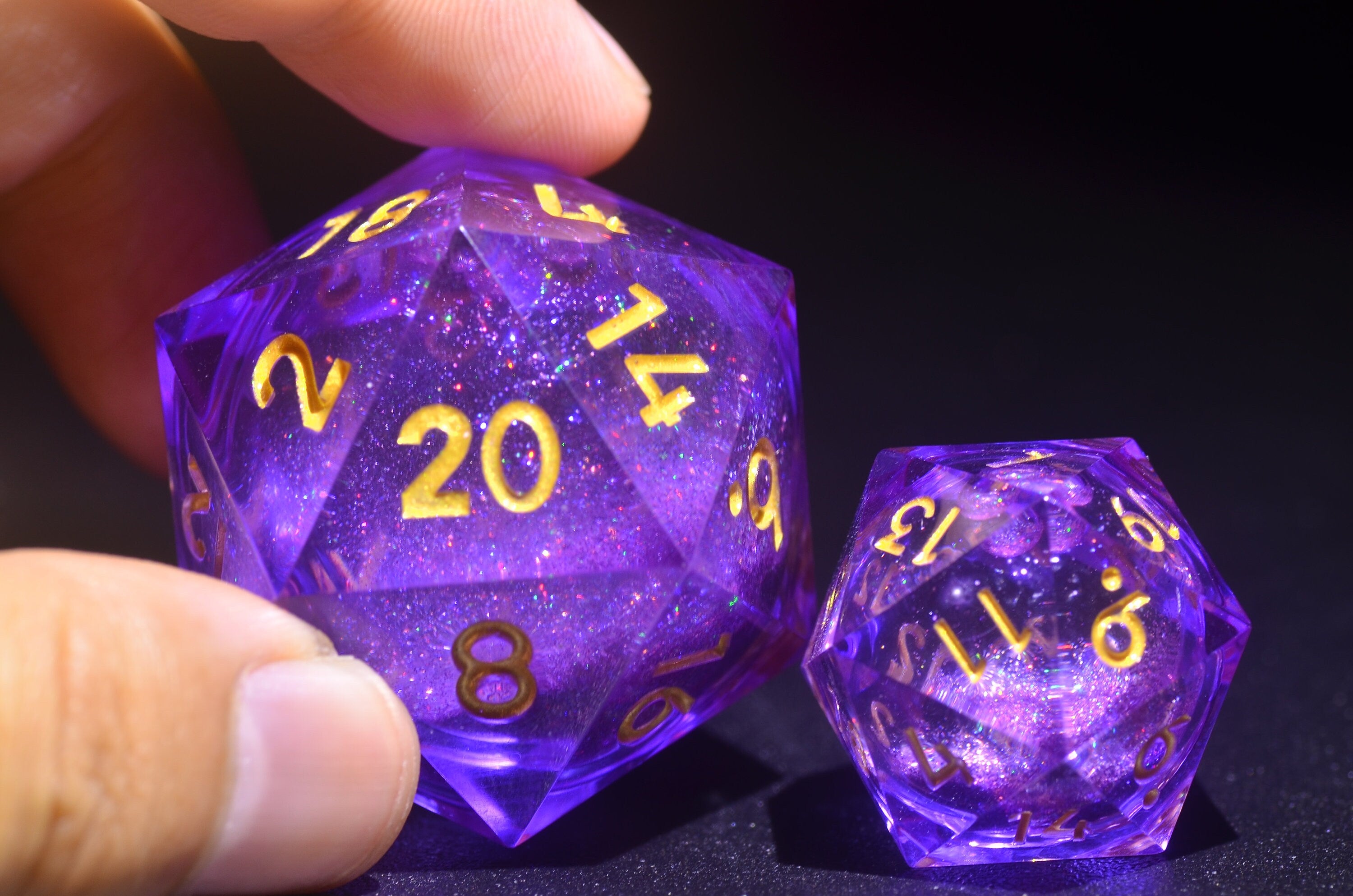 55mm 35mm Giant Dice,Purple Liquid Core D20 Dice ,Oversized D20 ,Sharp Edge resin dice,Dungeons and Dragons Polyhedral RPG Dice