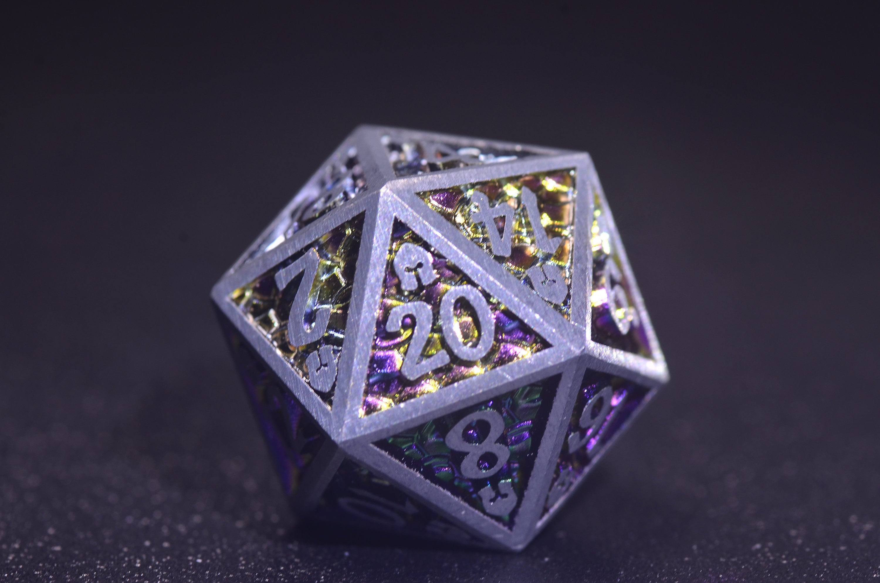 Dwarf Metal Dice Set - Illuminated Dragon Scale for DND
