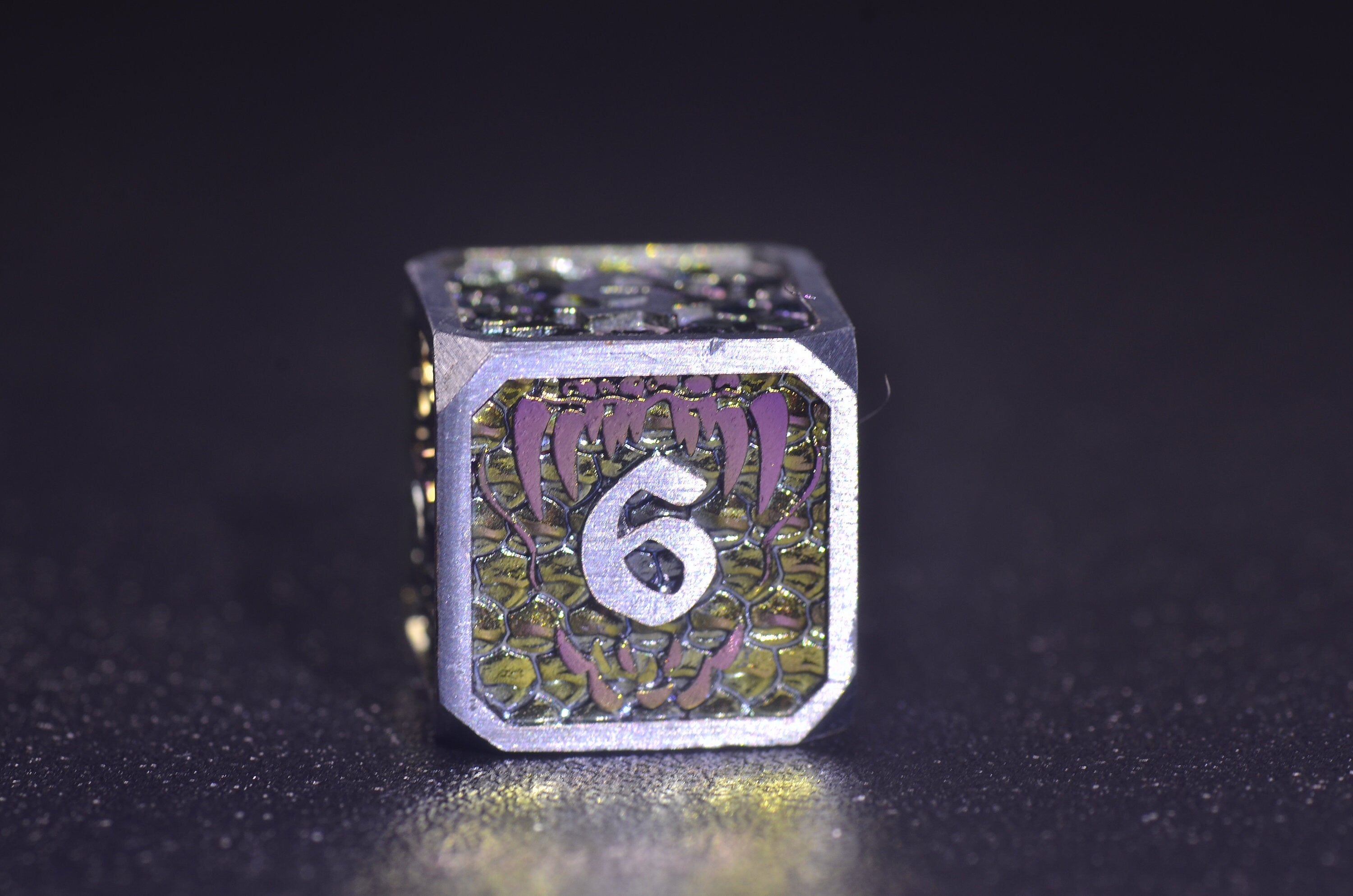 Dwarf Metal Dice Set - Illuminated Dragon Scale for DND