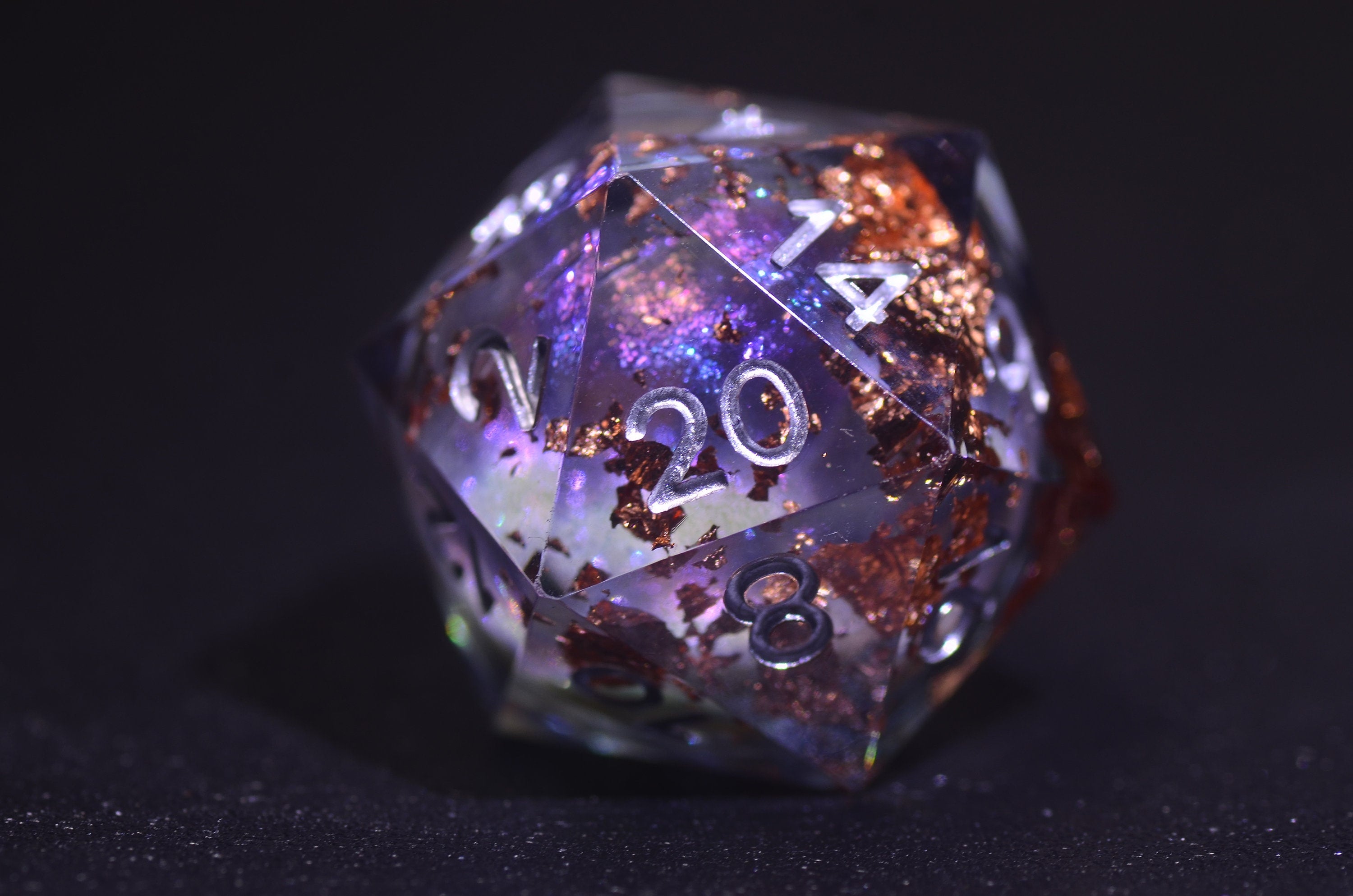 Cosmic Stardust Liquid Dice set - Smokey Purple Liquid Dice ,Shadow Wizard Magic Dice,DND Sharp Edge dice, Polyhedral RPG Dice