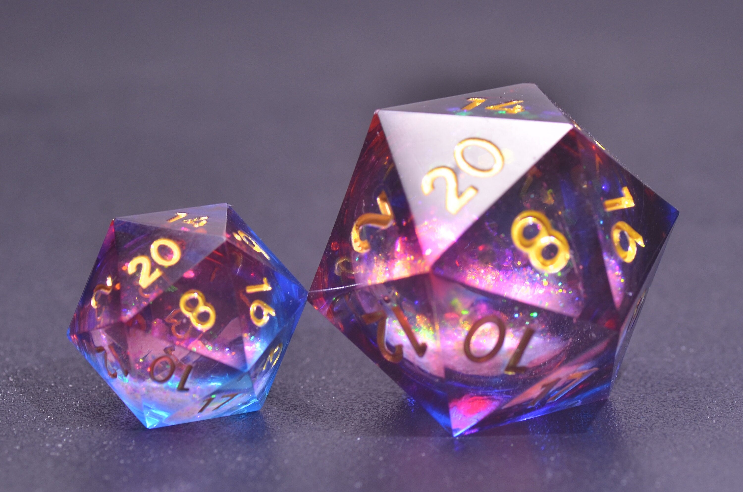 55mm 35mm Giant Dice,Purple Liquid Core D20 Dice ,Oversized D20 ,Sharp Edge resin dice,Dungeons and Dragons Polyhedral RPG Dice