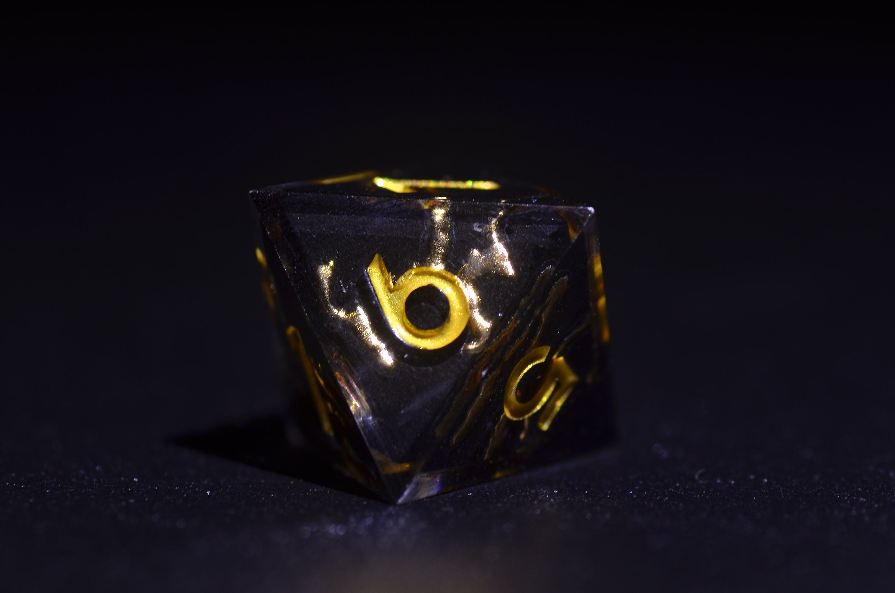 Dual Layer Black & Gold Lightning Dice,Sharp Edge star dice,Golden Lightning Dice,Dungeons and Dragons Polyhedral dice,handmade dice GIFT
