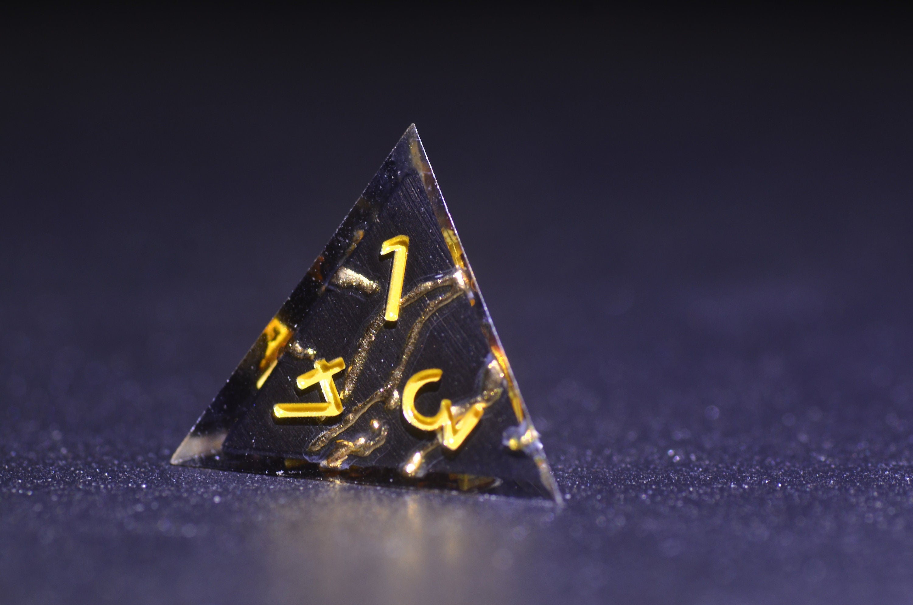 Dual Layer Black & Gold Lightning Dice,Sharp Edge star dice,Golden Lightning Dice,Dungeons and Dragons Polyhedral dice,handmade dice GIFT