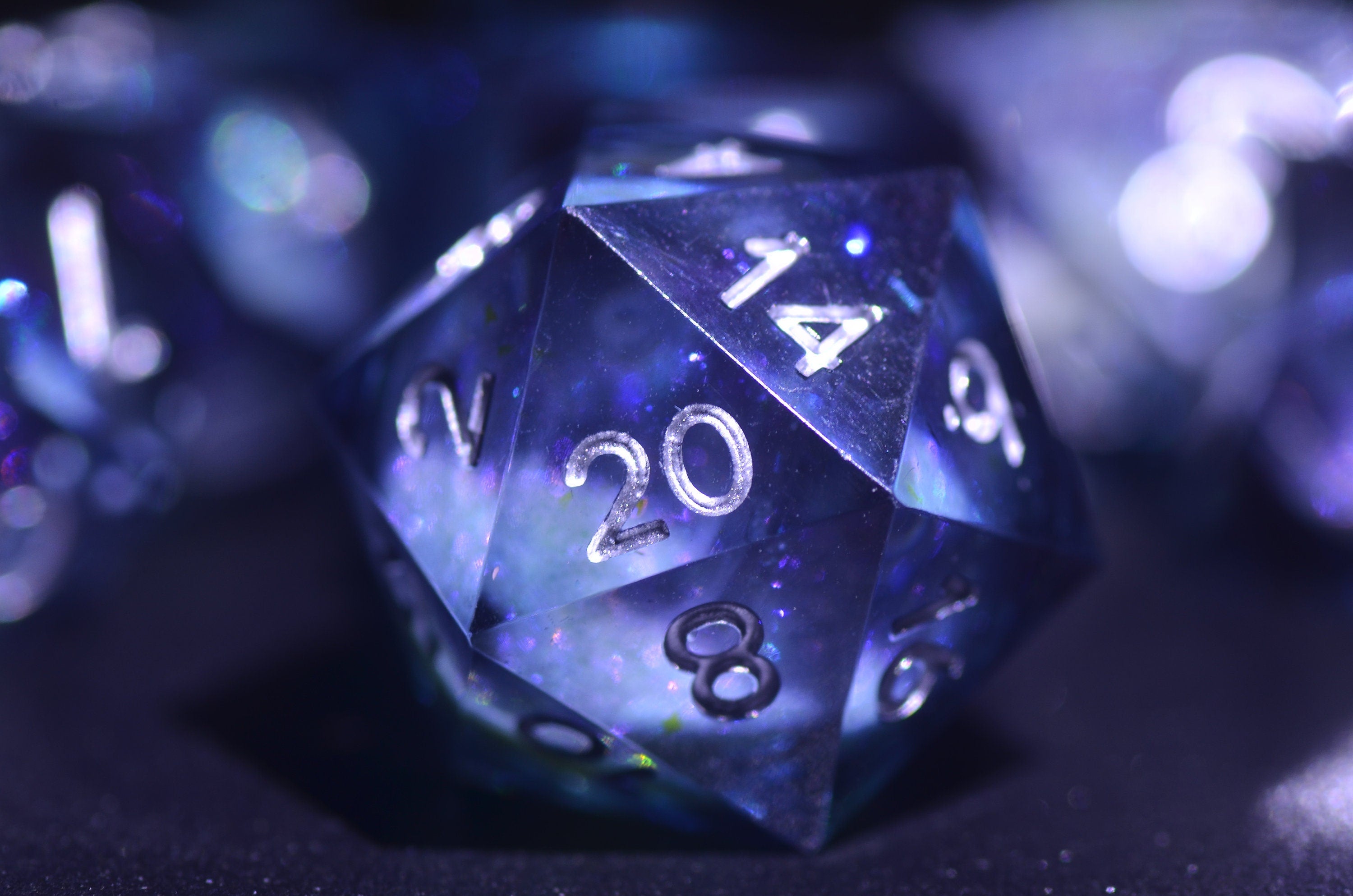Dark Blue Liquid Core DND Dice | Quicksand liquid core dice | D&D dragon dice| Dungeons and Dragons dice | dragon Sharp Edge dice