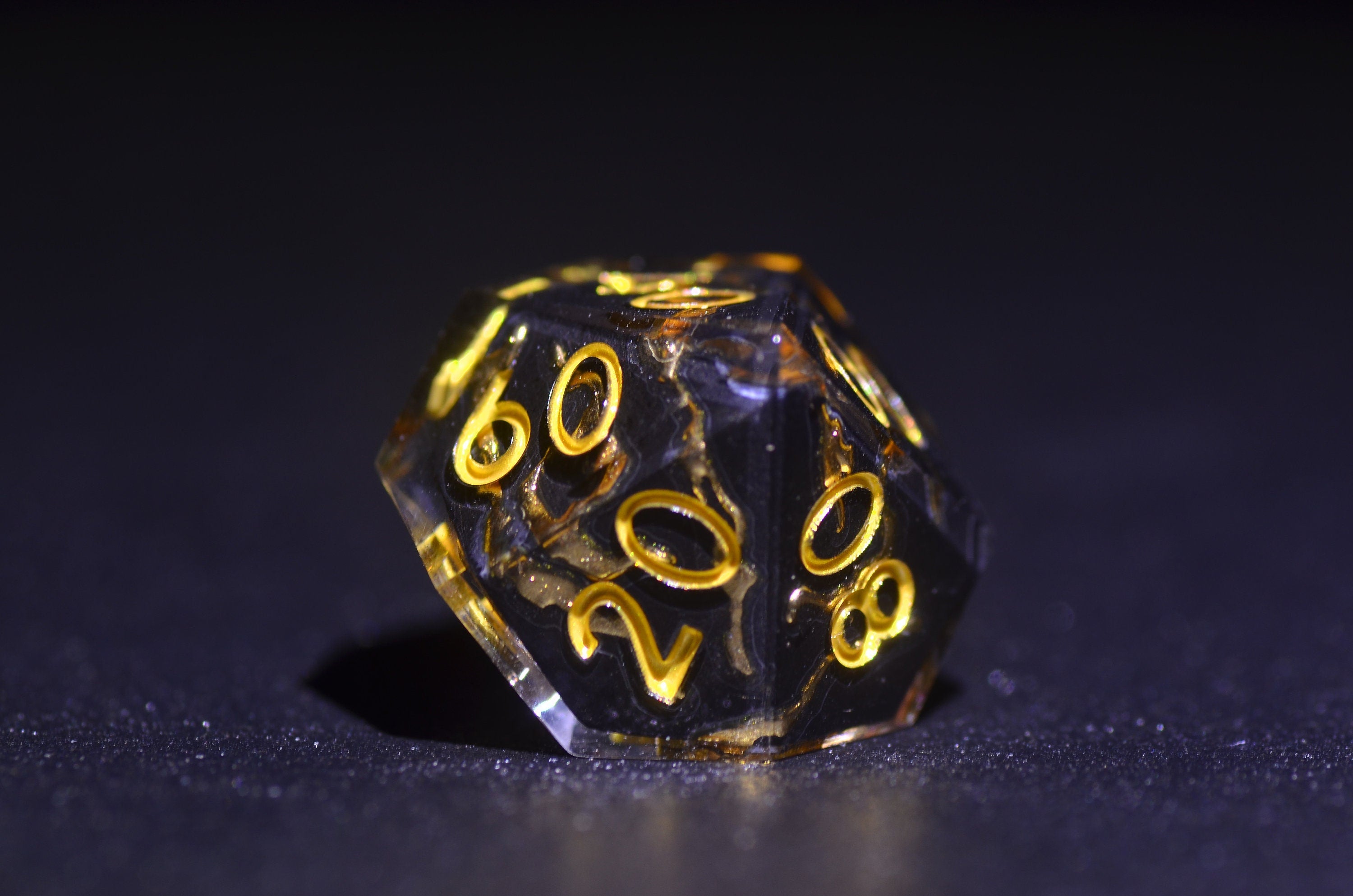 Dual Layer Black & Gold Lightning Dice,Sharp Edge star dice,Golden Lightning Dice,Dungeons and Dragons Polyhedral dice,handmade dice GIFT
