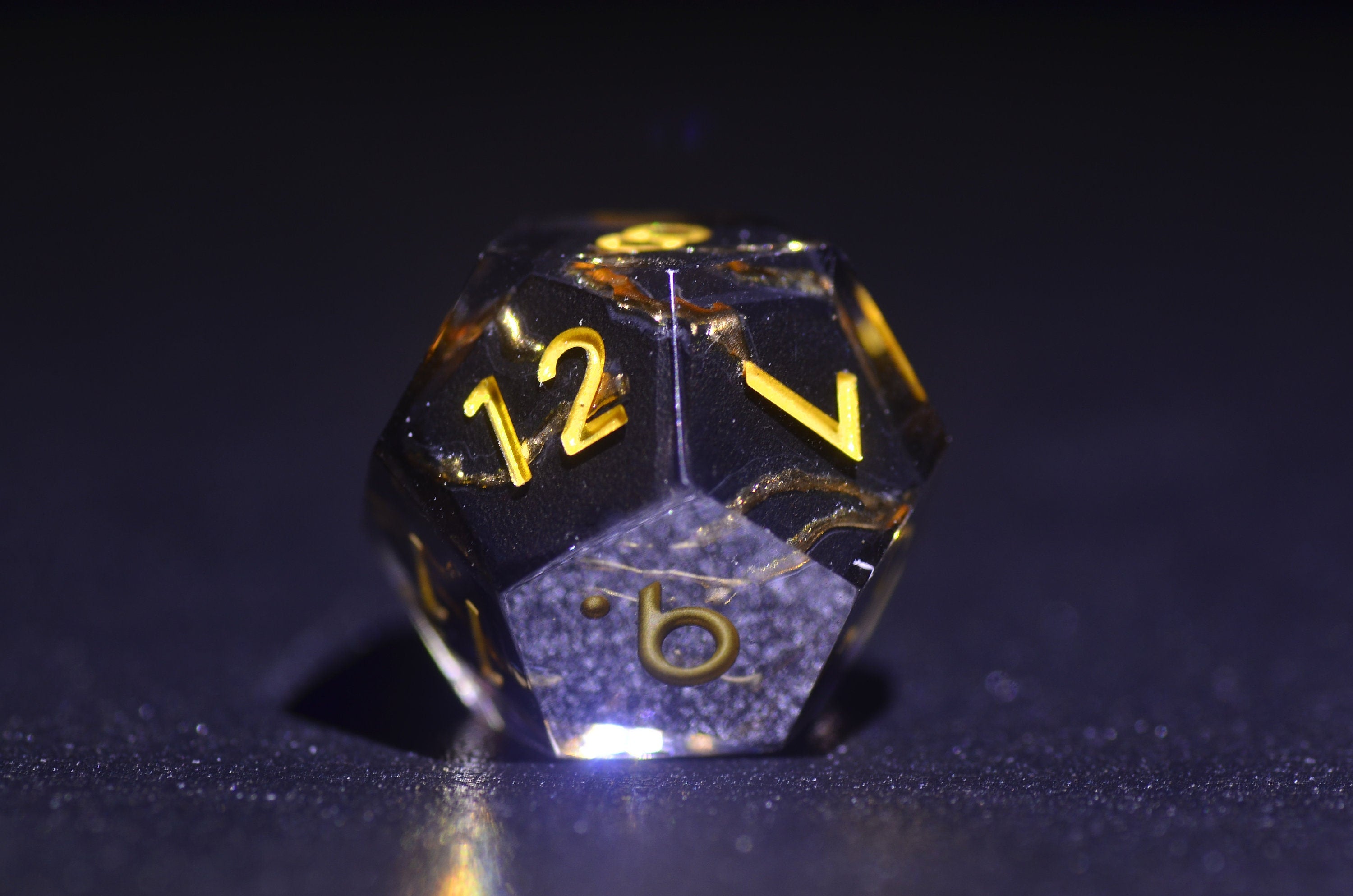 Dual Layer Black & Gold Lightning Dice,Sharp Edge star dice,Golden Lightning Dice,Dungeons and Dragons Polyhedral dice,handmade dice GIFT
