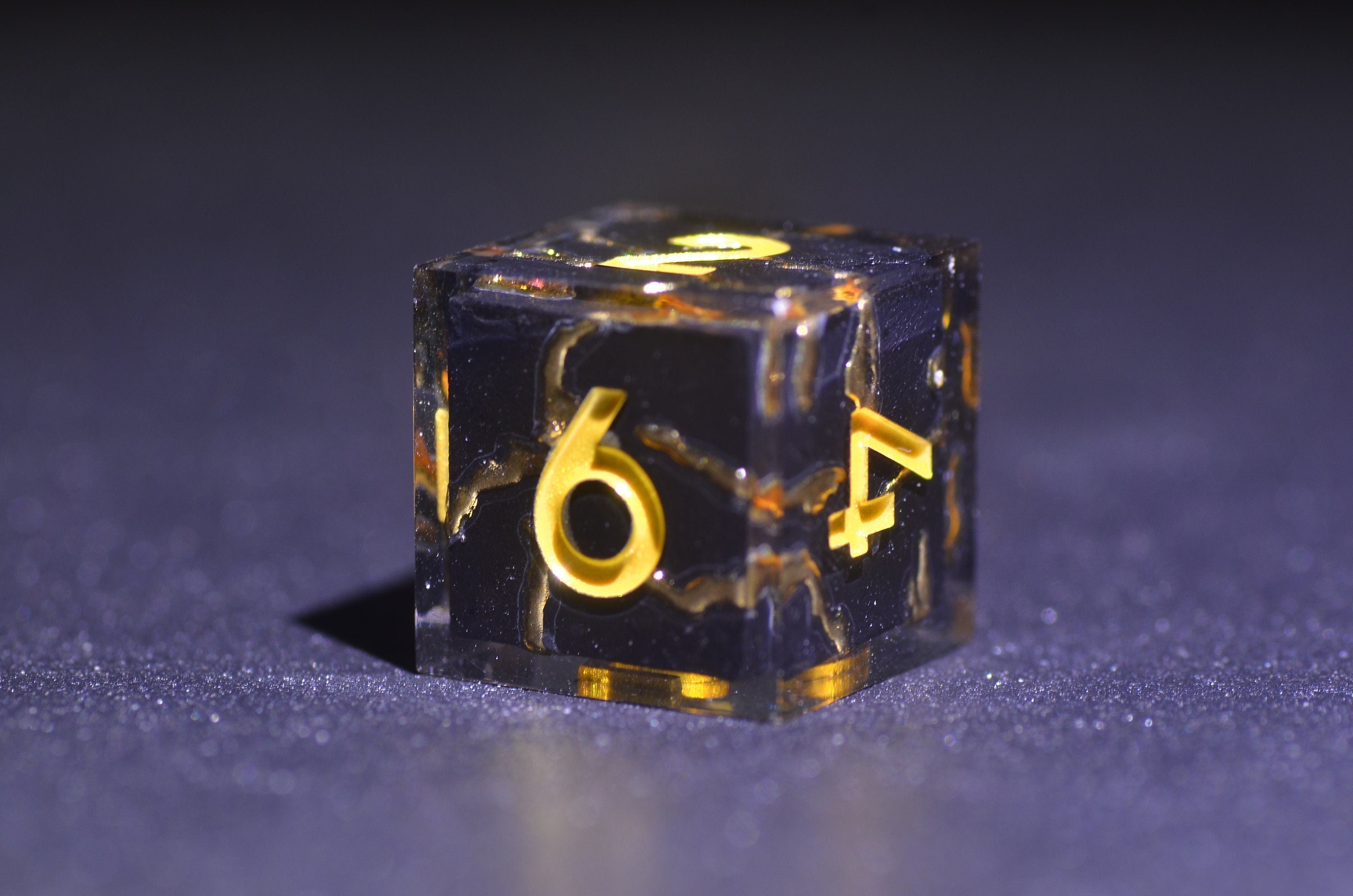 Dual Layer Black & Gold Lightning Dice,Sharp Edge star dice,Golden Lightning Dice,Dungeons and Dragons Polyhedral dice,handmade dice GIFT