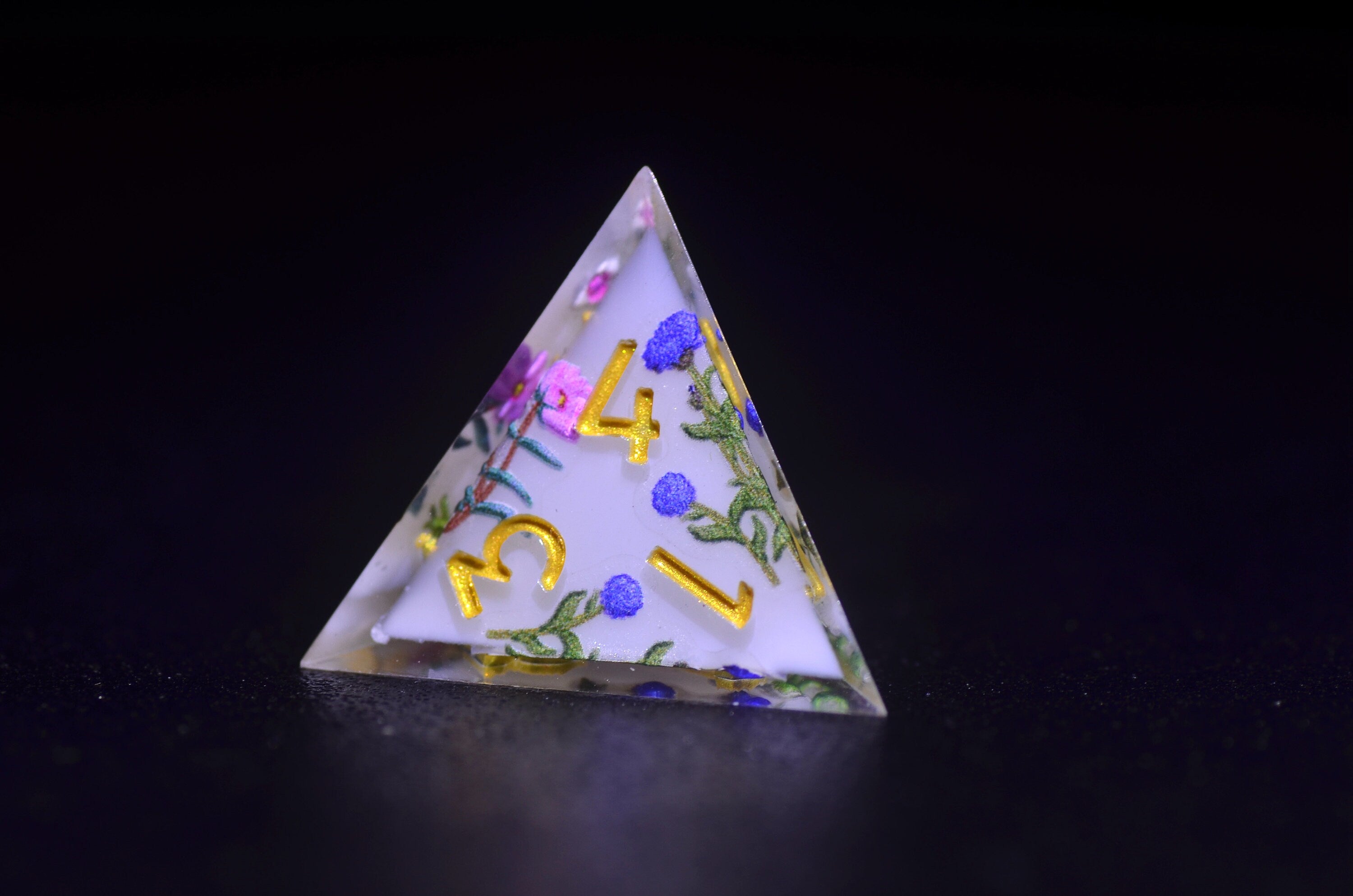 Dual-Layer Resin Dice with Floral | Sharp Edge Resin Polyhedral Dice for Dungeons and Dragons | DND dice gift