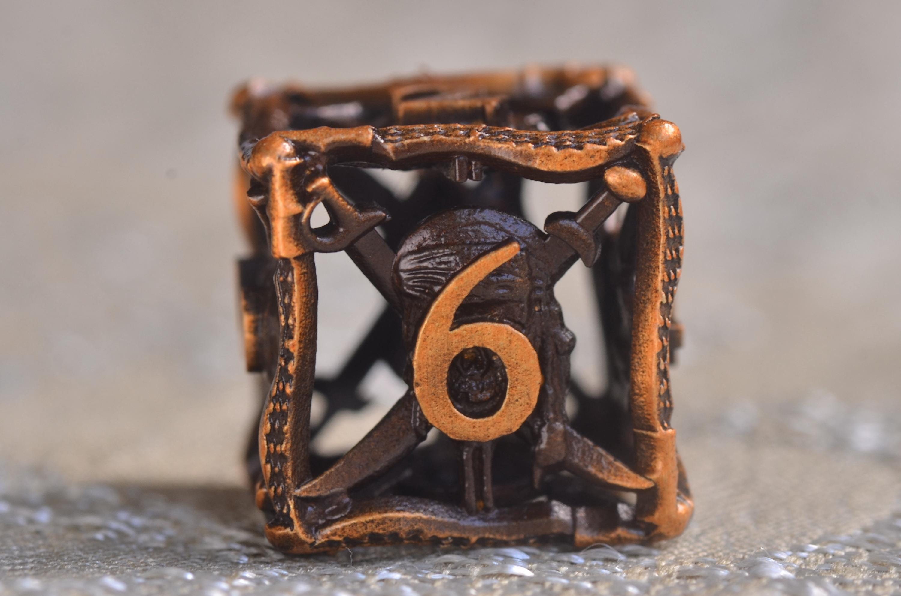 Pirate Skull Hollow Metal Dice set– Skull and Cutlass Design ,Pirate RPG Dice,Unique Dice Gifts