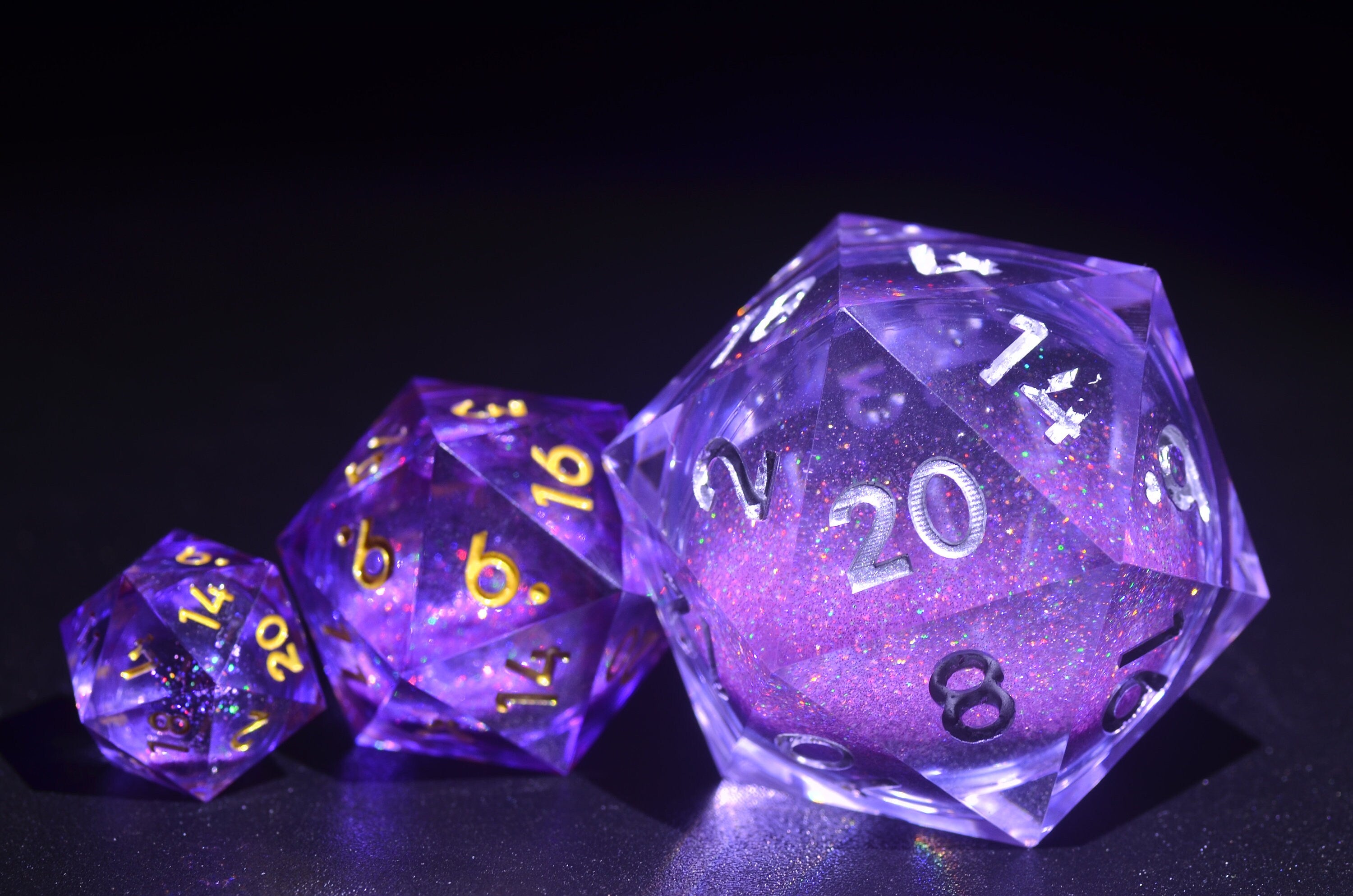 55mm 35mm Giant Dice,Purple Liquid Core D20 Dice ,Oversized D20 ,Sharp Edge resin dice,Dungeons and Dragons Polyhedral RPG Dice