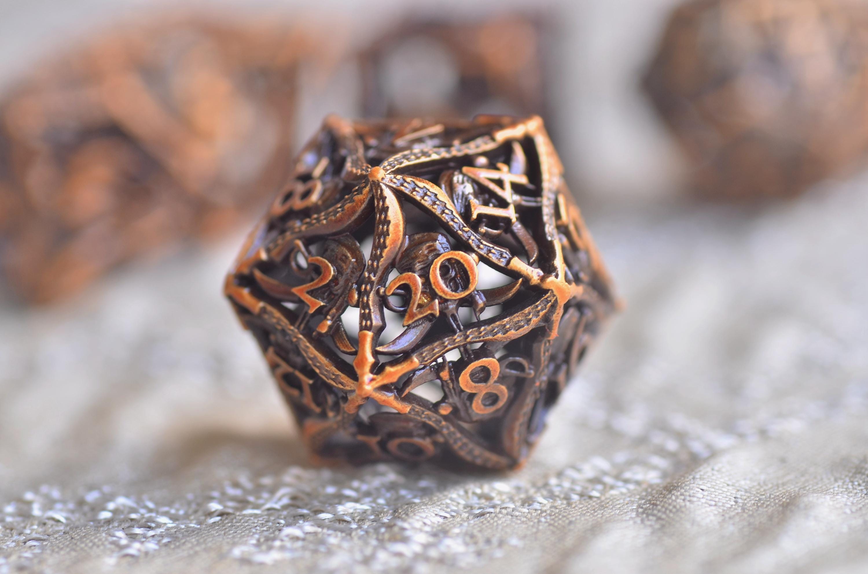 Pirate Skull Hollow Metal Dice set– Skull and Cutlass Design ,Pirate RPG Dice,Unique Dice Gifts