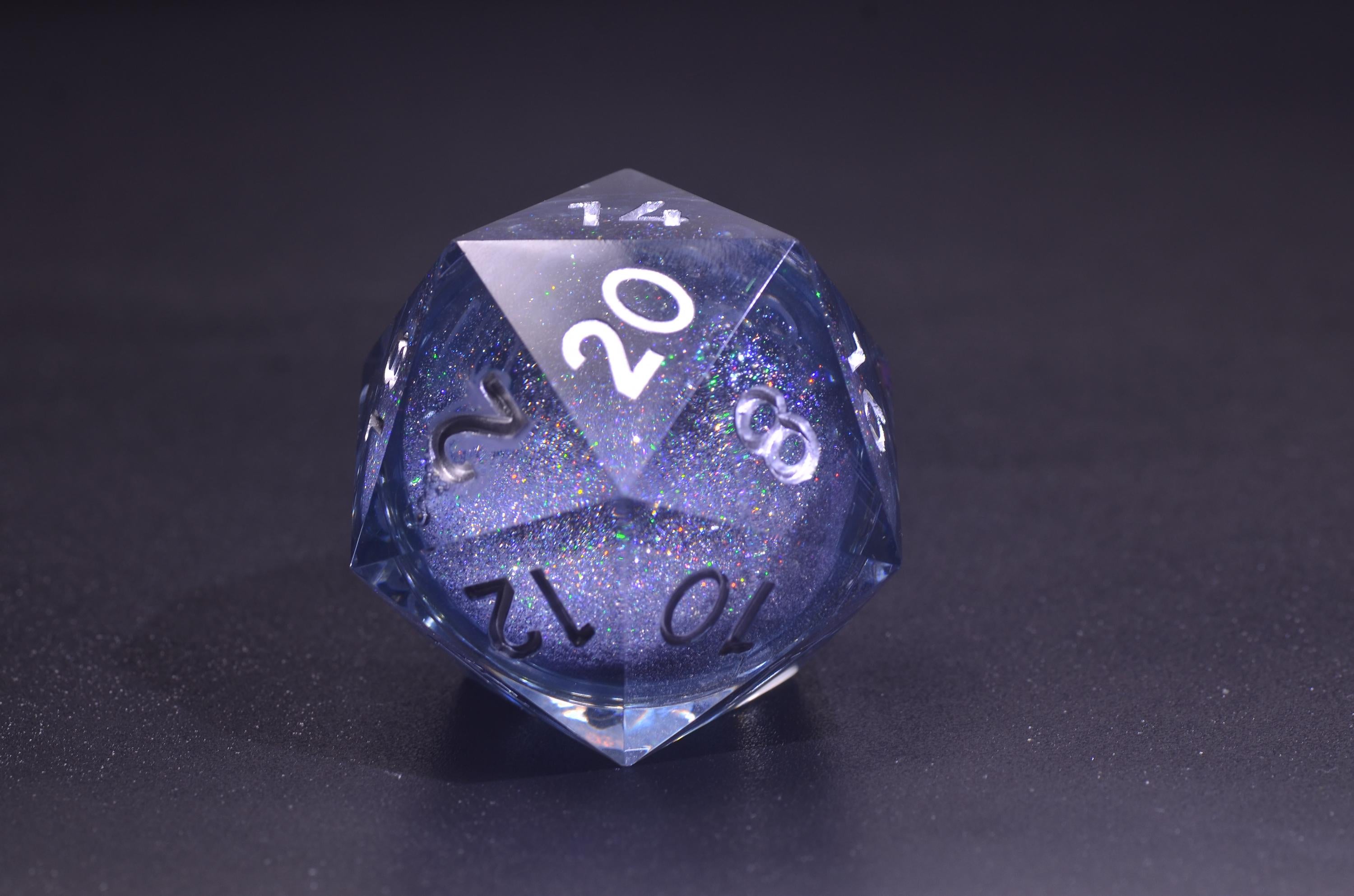 55mm 35mm Giant Dice,Purple Liquid Core D20 Dice ,Oversized D20 ,Sharp Edge resin dice,Dungeons and Dragons Polyhedral RPG Dice