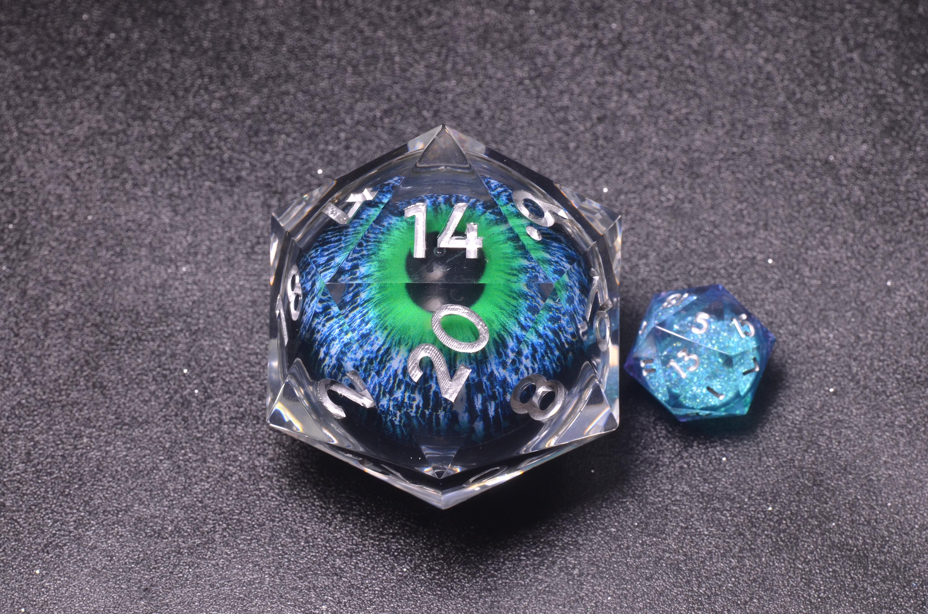 55mm 35mm Giant Dice,Purple Liquid Core D20 Dice ,Oversized D20 ,Sharp Edge resin dice,Dungeons and Dragons Polyhedral RPG Dice