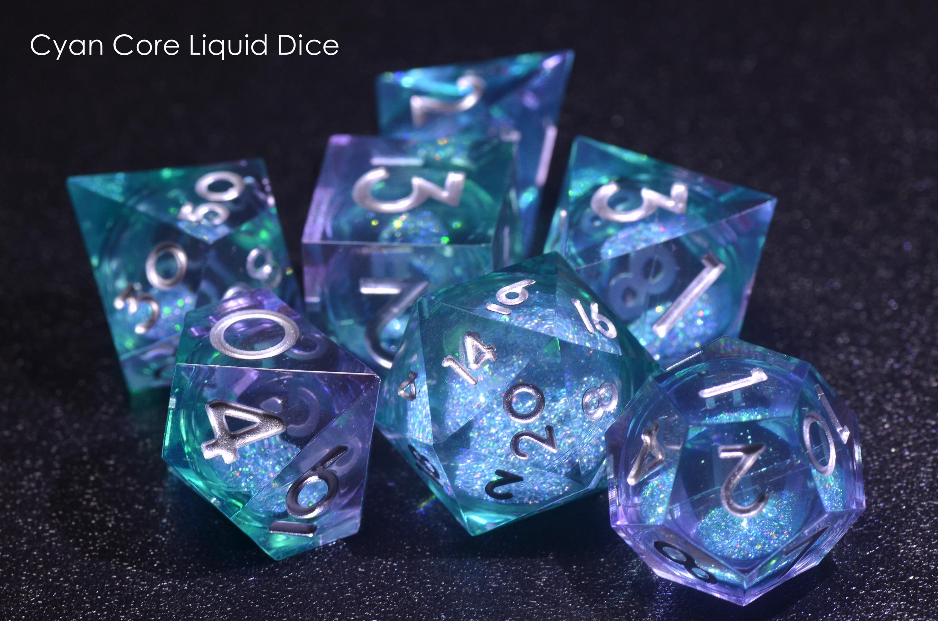 Cosmic starlight DND dice , Galaxy Space Sharp Edge dice set,Blue liquid core dice,D&D polyhedral Resin dice,Handmade dice GIFT