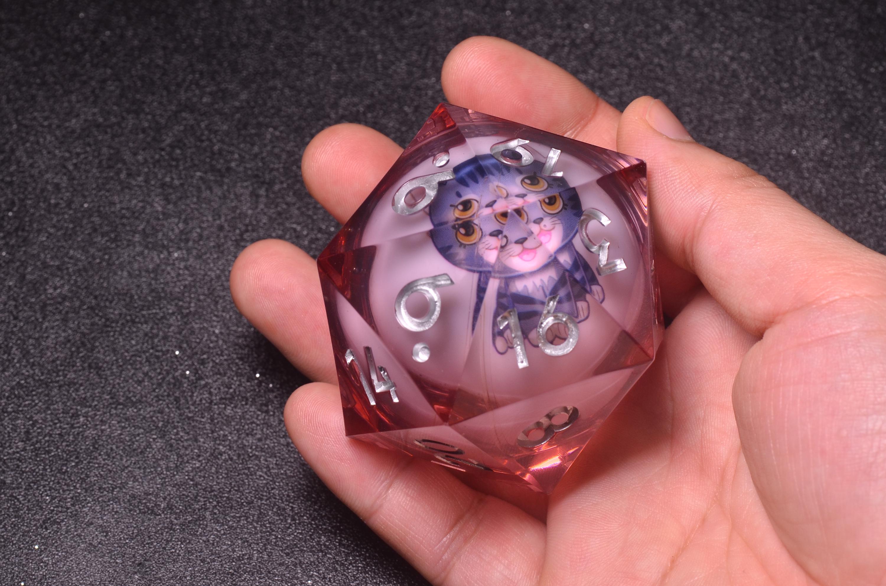 55mm 35mm Giant Dice,Purple Liquid Core D20 Dice ,Oversized D20 ,Sharp Edge resin dice,Dungeons and Dragons Polyhedral RPG Dice