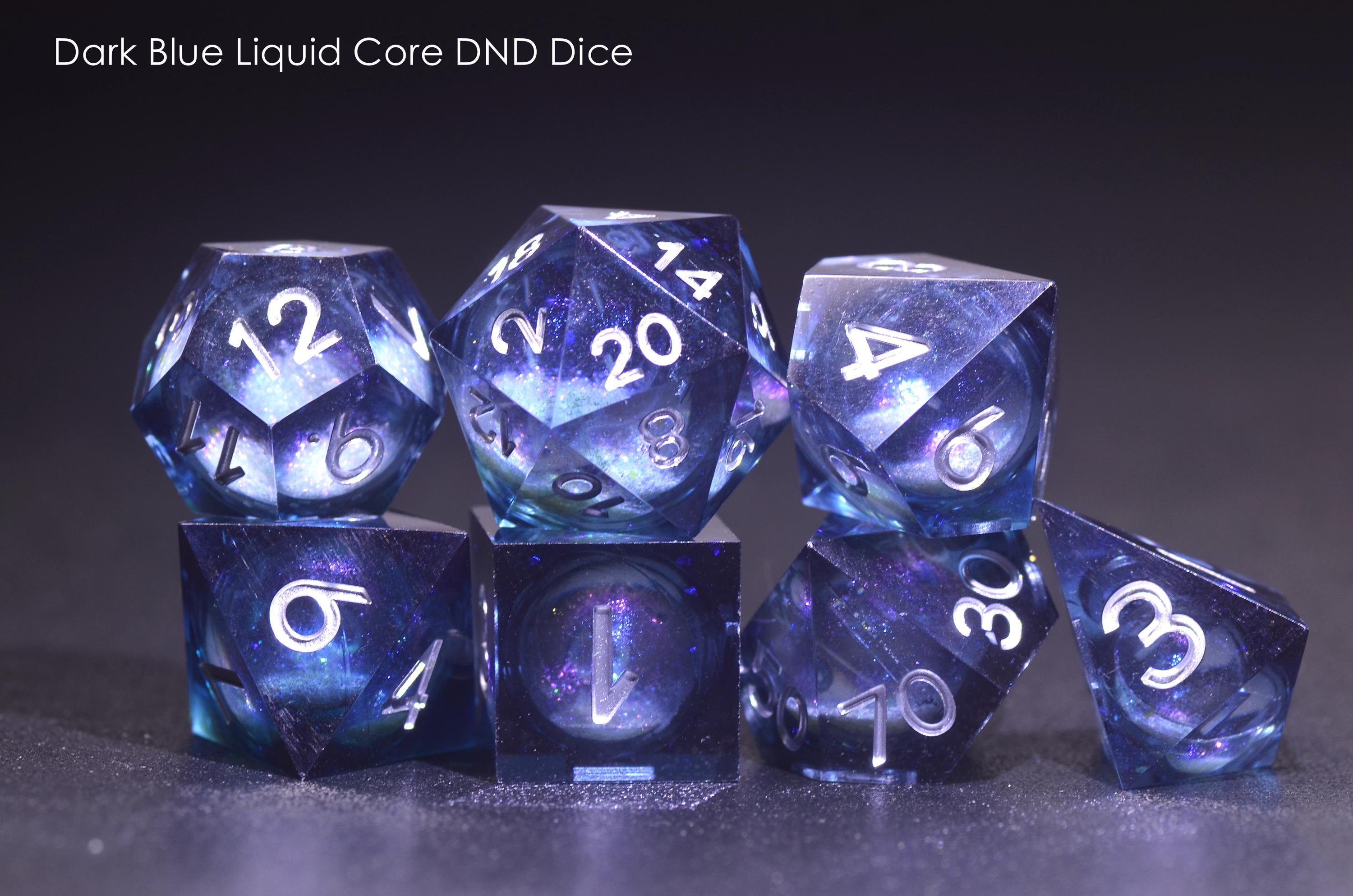 Cosmic starlight DND dice , Galaxy Space Sharp Edge dice set,Blue liquid core dice,D&D polyhedral Resin dice,Handmade dice GIFT