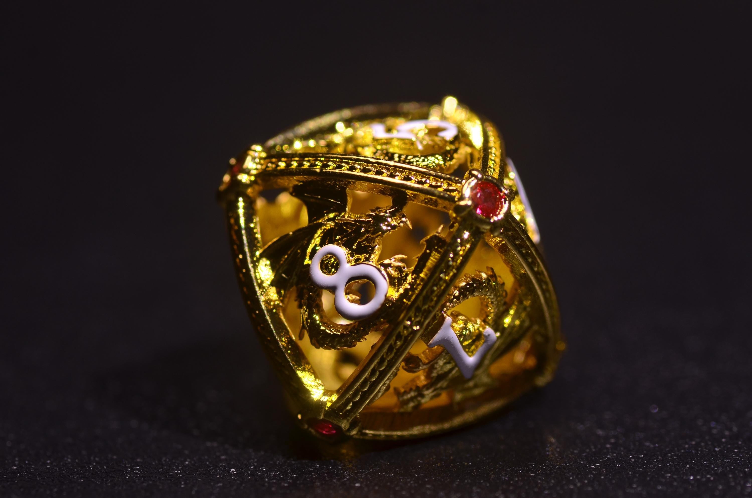 Ruby Hollow Gold Dragon Dice set,Dwarf Dragon Dice,Dungeons and Dragons polyhedral dice set,DICE GIFT
