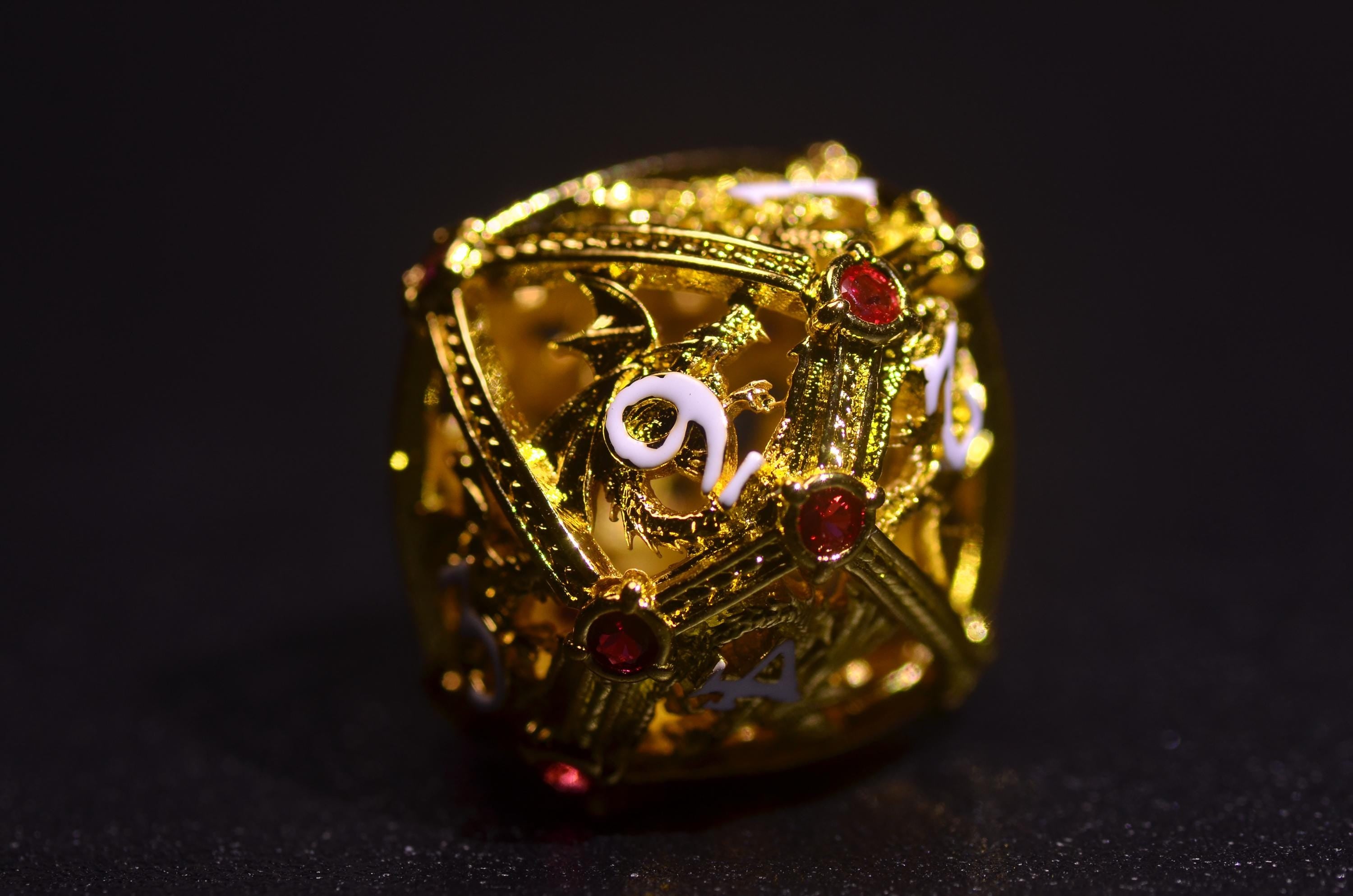 Ruby Hollow Gold Dragon Dice set,Dwarf Dragon Dice,Dungeons and Dragons polyhedral dice set,DICE GIFT