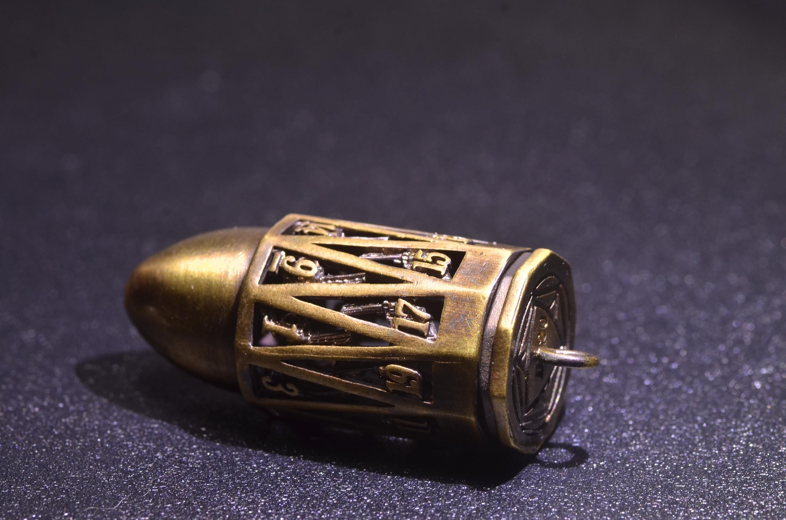 Bullet D20 dice Pendant & keychain– Hollow Mini Dice Holder Necklace with 925 Silver Chain,DND D20 Necklace,D20 DICE keychain, DND Gift